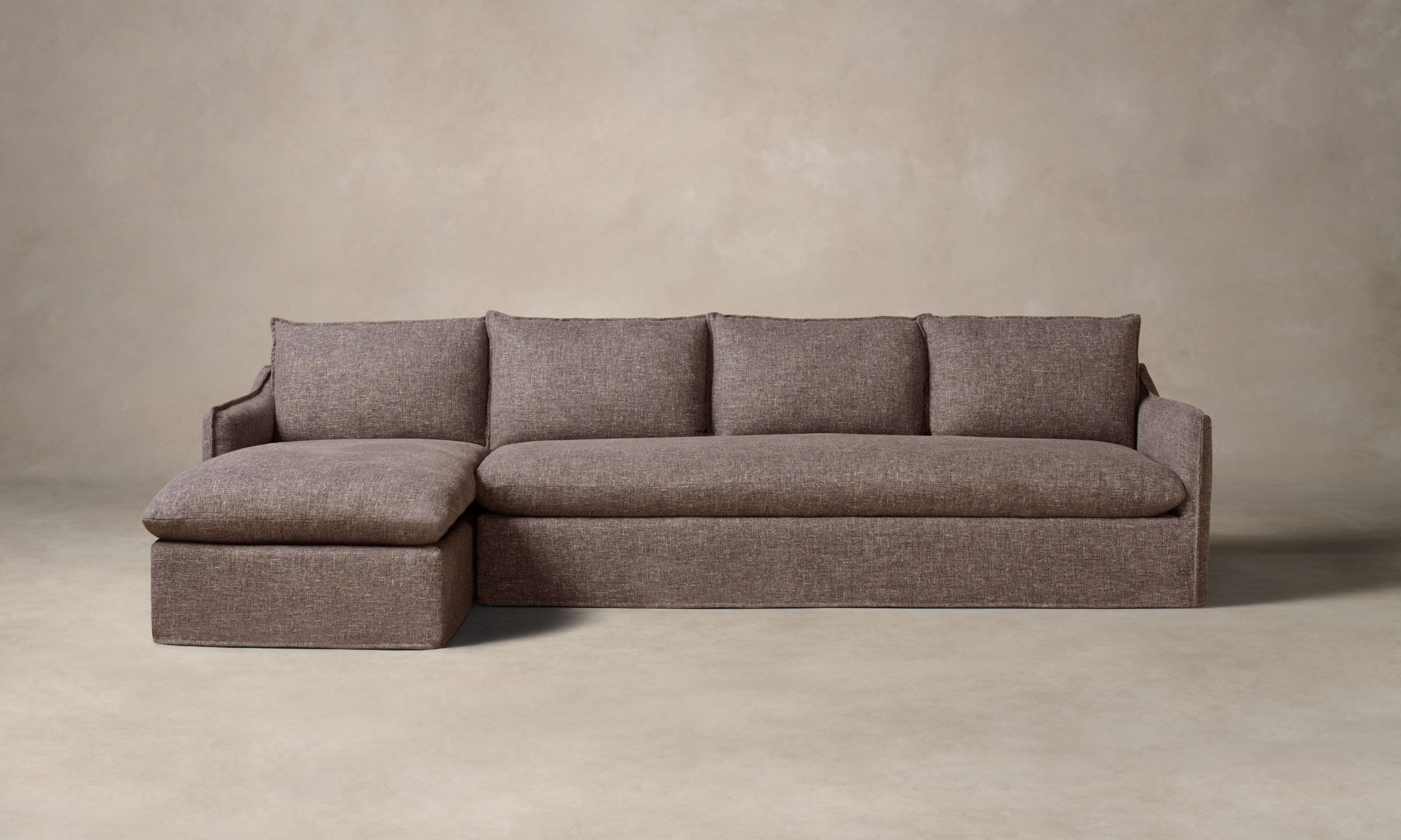 Dune Sectional Sofa with Heritage Belgian Linen Upholstery in Carob Brown - Perfect for Living Rooms, Family Rooms & Cozy Spaces