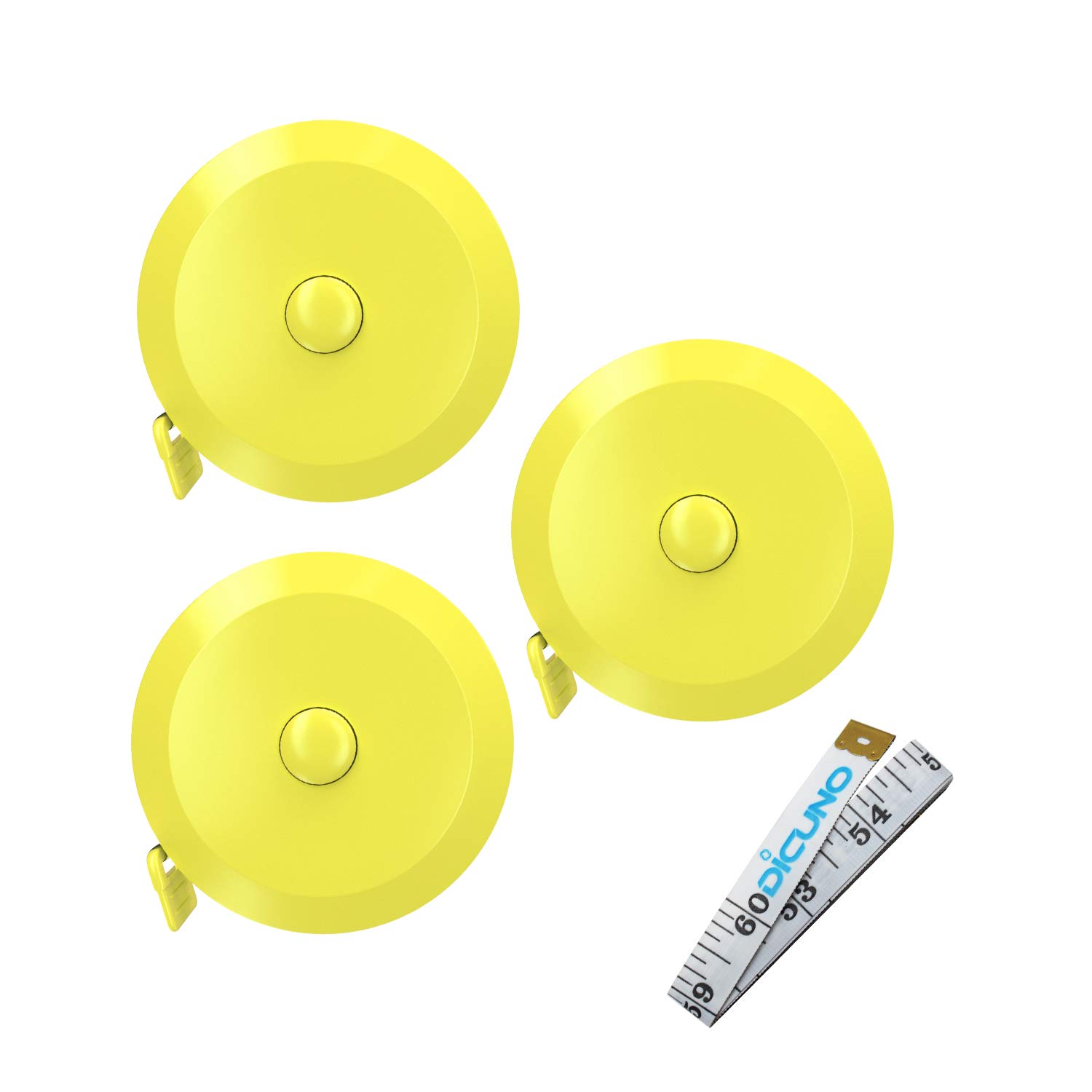 DiCUNO 60-Inch Soft Retractable Measuring Tape (3-Pack) - 1.5 Meter Flexible Sewing Tailor Tape for Body Measurements, Dieting & Craft Projects | Perfect for Weight Loss Tracking, Dressmaking & DIY Sewing