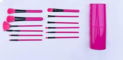 Sunaina 12-Piece Rose Pink Makeup Brush Set with Case - Foundation, Eyeshadow, Eyeliner, Powder, Concealer & Contour Brushes for Women | Perfect for Professional Makeup Artists & Everyday Beauty Routine