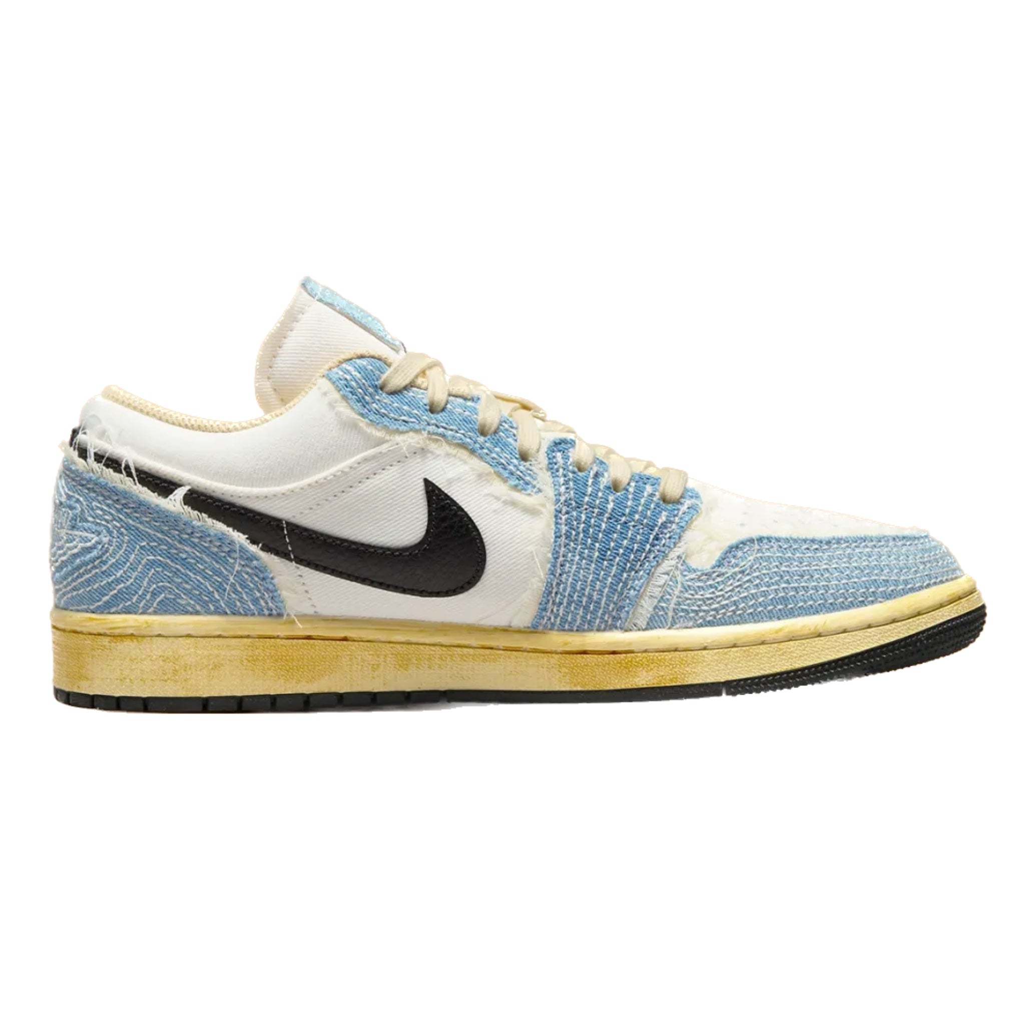Jordan 1 Low SE WRMK Sashiko Denim Sneakers - Ashen Slate/Black/Pale Ivory/Sesame Colorway | Men's Basketball Shoes for Casual Wear & Street Style Fashion