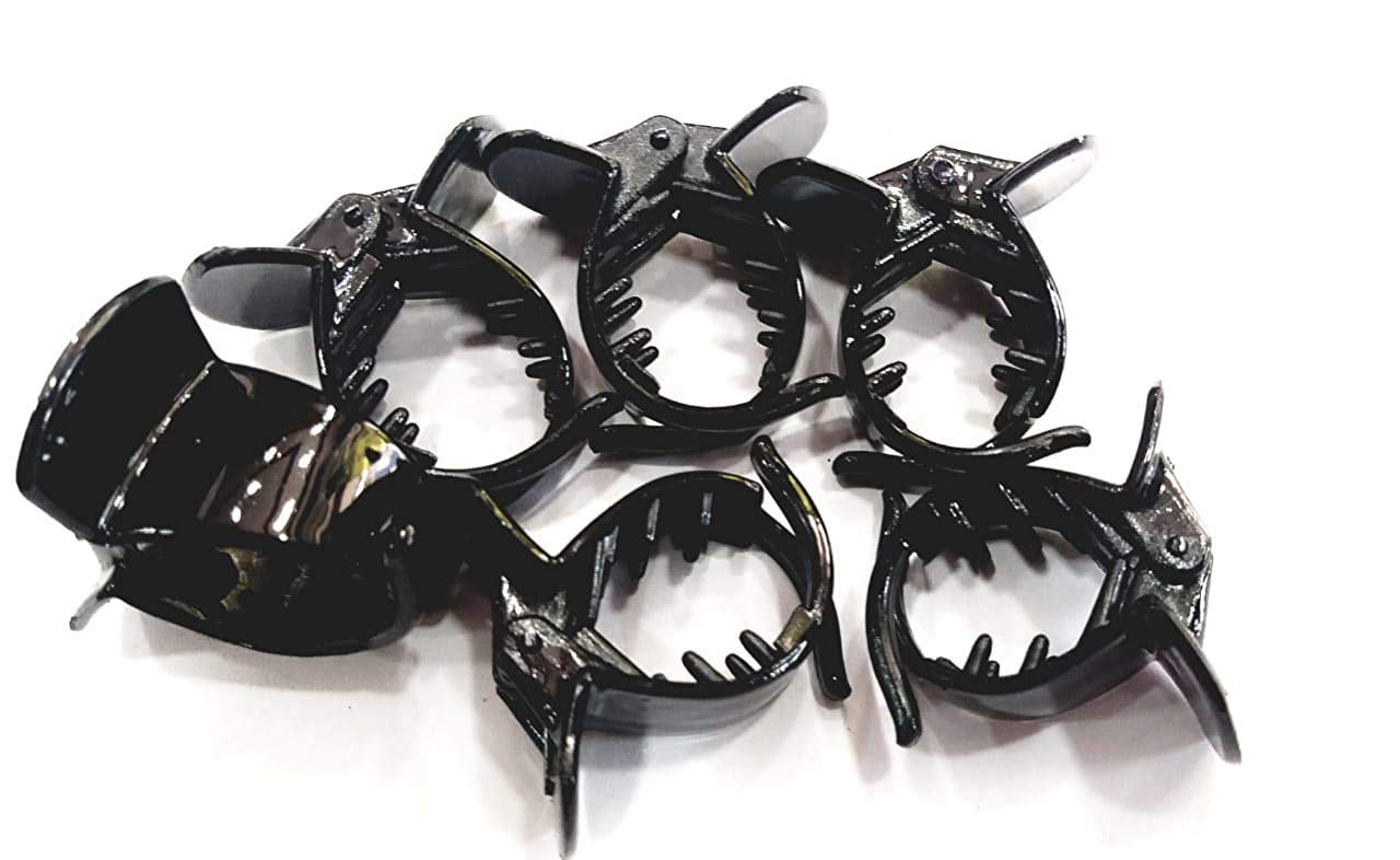 APSAMBR - 6 Pack Fashion Hair Claw Clips for Women & Girls, Two-Prong Hair Clutcher Pins, Non-Slip Hair Accessories for Ponytails, Buns & Updos - Perfect for School, Work & Parties
