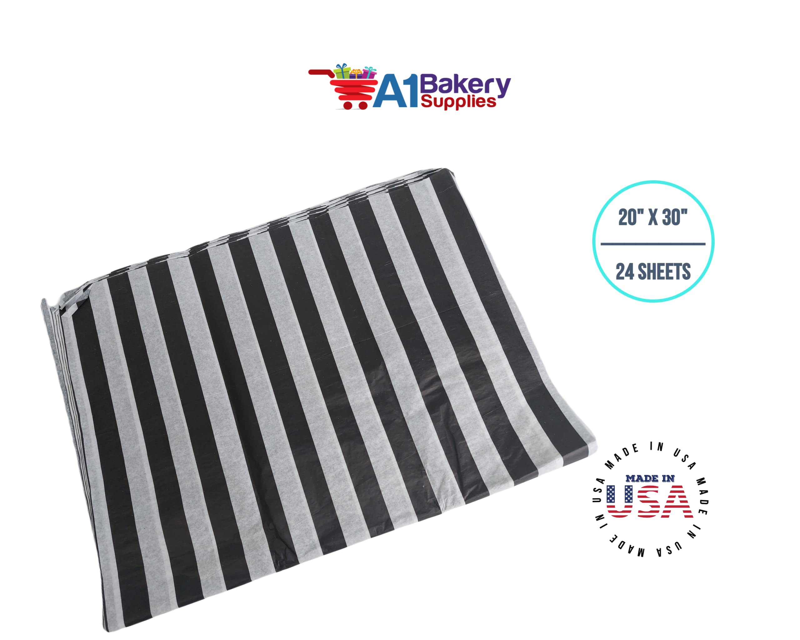 Premium Black & White Striped Tissue Paper 20