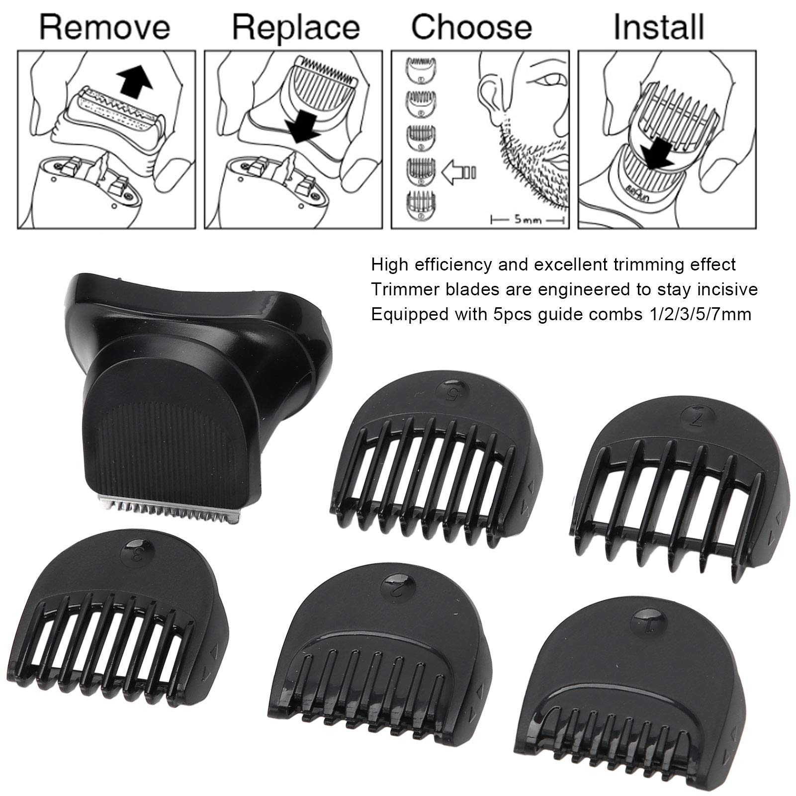 Professional VINGVO 5-in-1 Electric Hair Clipper & Grooming Kit for Men - Beard Trimmer, Nose & Ear Hair Trimmer, Facial Shaver with 5 Attachments - Perfect for Home Barbering & Personal Grooming Care