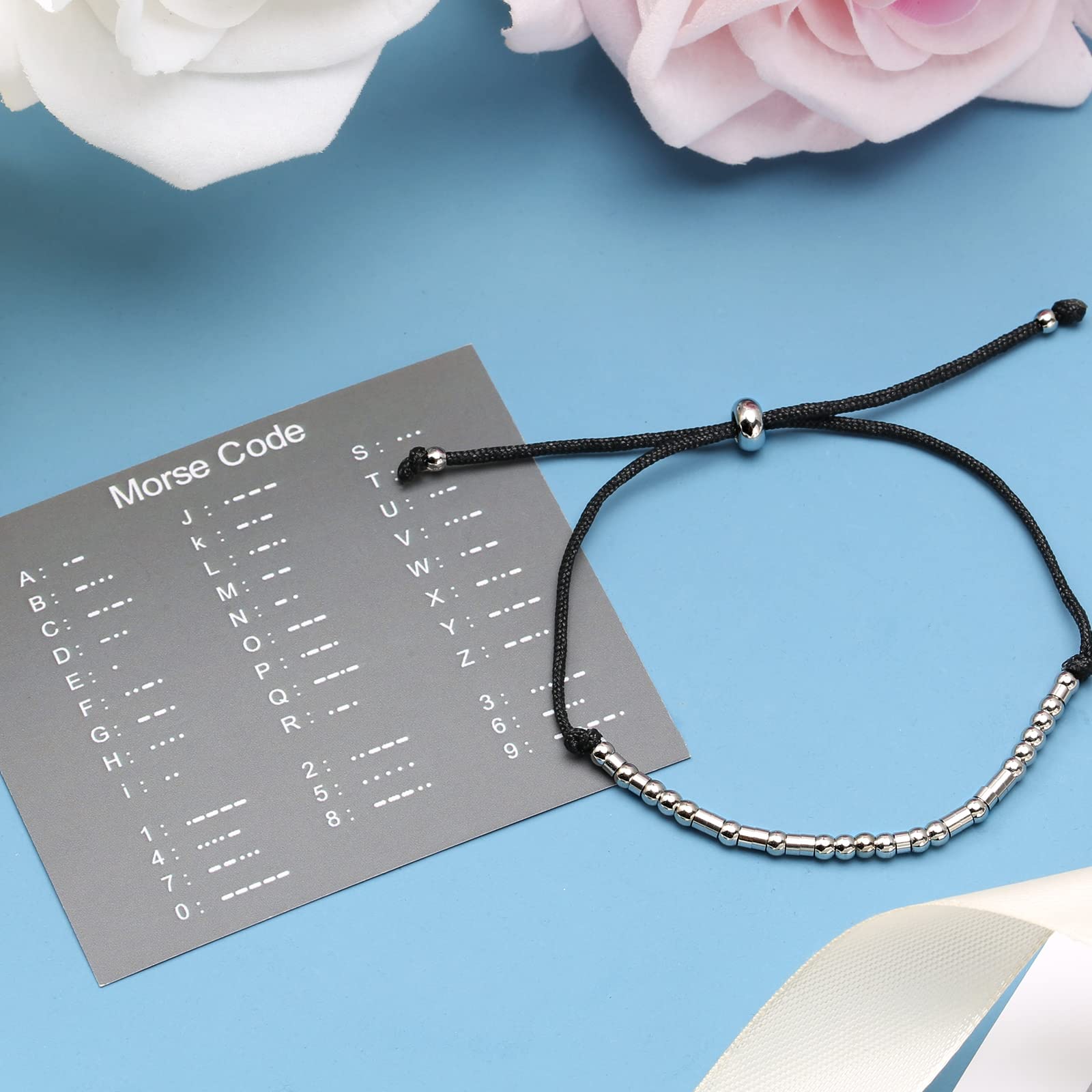 ASELFAD Morse Code Bracelets for Women - Inspirational & Funny Friendship Gifts, Birthday & Christmas Presents, White Elephant Stocking Stuffers for Teen Girls, Sister, Best Friend, Daughter - Perfect for Daily Wear, Special Occasions & Thoughtful Surprises