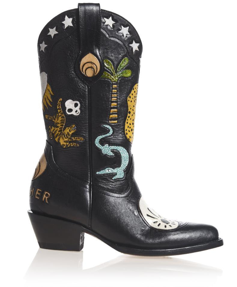 Yin Yang Cowboy Boots for Men & Women - Western Style Hand-Painted Leather Boots - Perfect for Country Music Festivals, Rodeos & Western Fashion