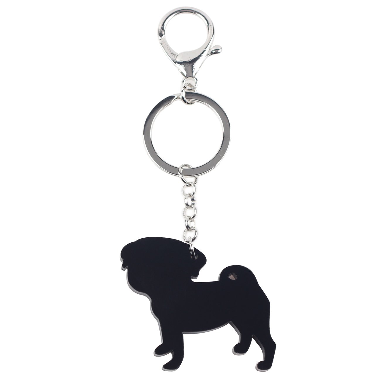 Cute Acrylic Cartoon Pug Dog Keychain - Durable Key Ring for Women, Teens & Kids - Perfect Gift for Car, Purse & Handbag Accessories - Fun Jewelry Charm for Everyday Use