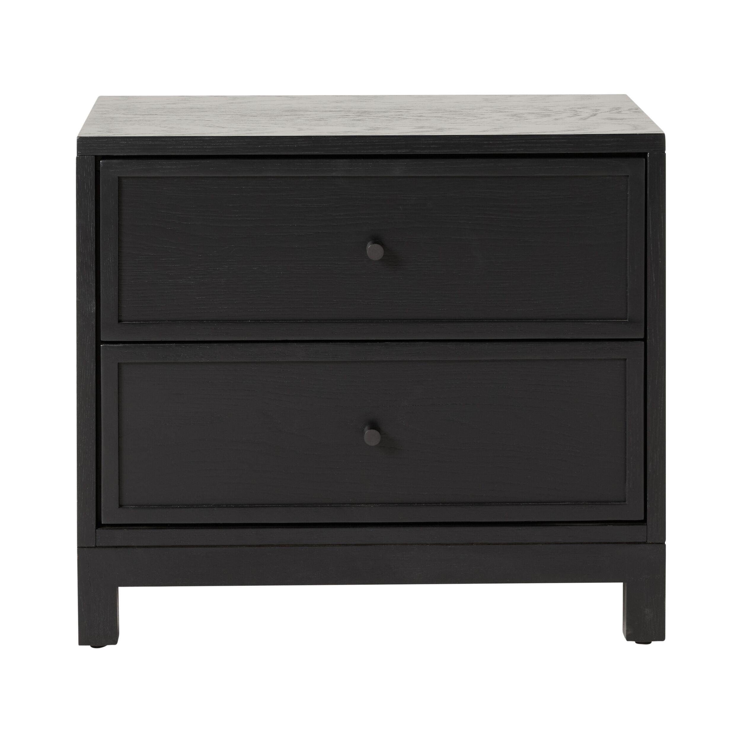Avalon Small 2 Drawer Nightstand - Black Bedside Table for Bedroom, Living Room, or Office Storage