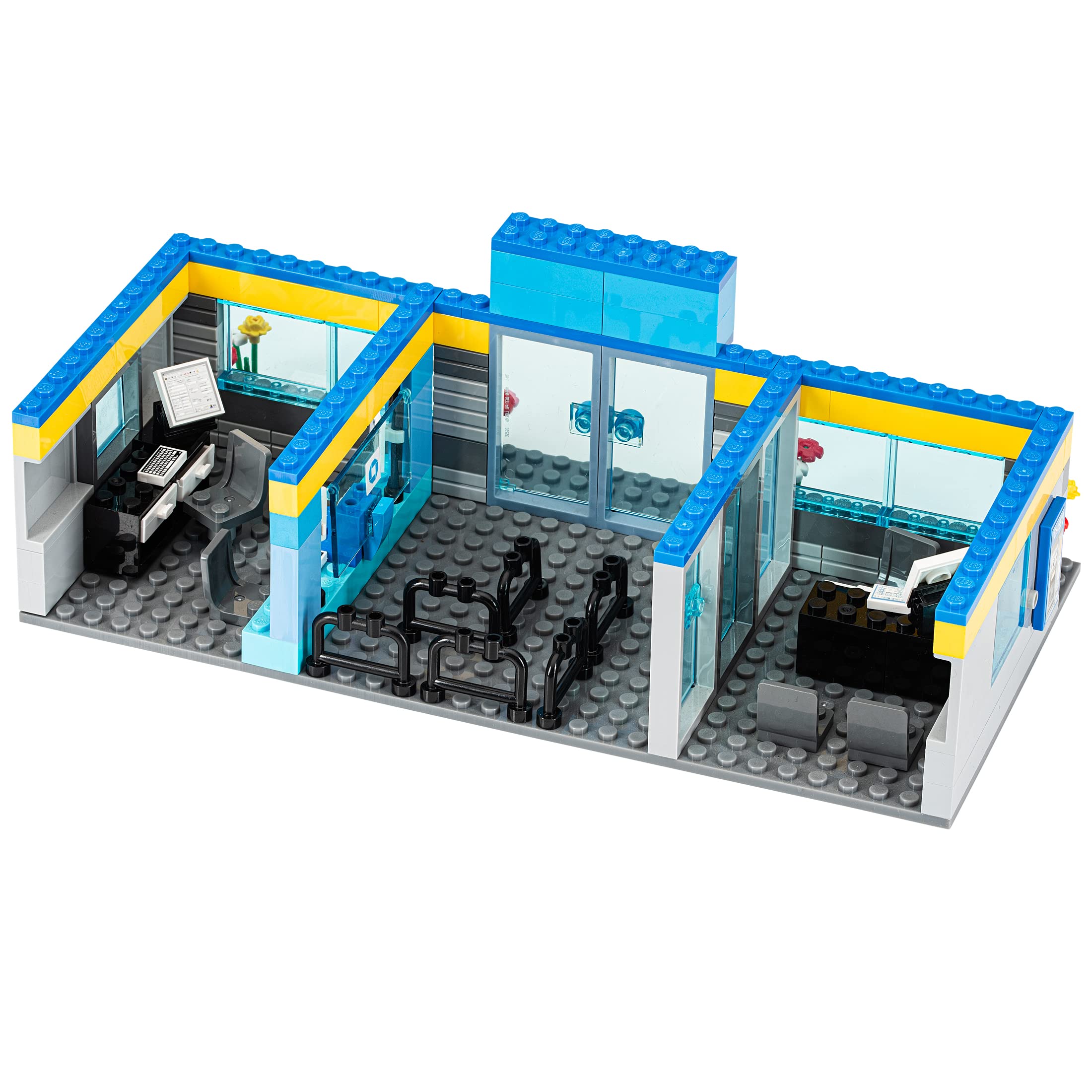 LEGO Compatible Building Bricks - City MOC Chase Bank ATM Teller Set with 16x32 Stud Baseplate | Desktop Display Model for Office Decor & Creative Play