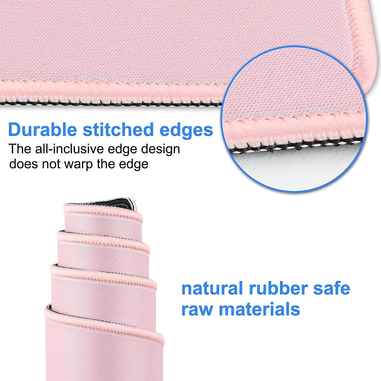Pink Large Mouse Pad for Desk - Non-Slip Waterproof PVC Desk Mat with Stitched Edges | Windows Hotkey Shortcut Reference | Ultra Thin Design for Office, Work, Home & School Use | Perfect for Gaming, Coding & Daily Computer Tasks