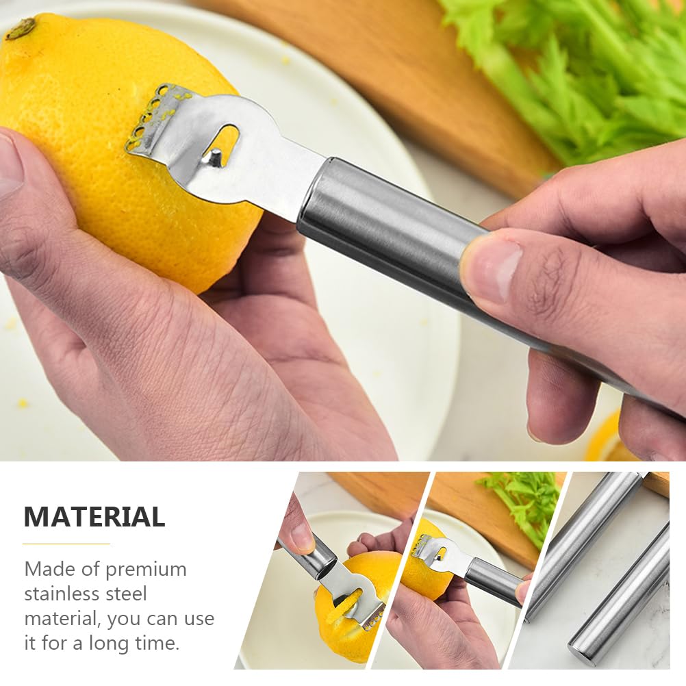 Hemoton 3-Piece Stainless Steel Citrus Peeler Set - Orange Peeler, Lemon Grater, Zester & Juicer for Kitchen, Baking & Cocktail Making - Perfect for Peeling, Grating Cheese & Extracting Citrus Juice