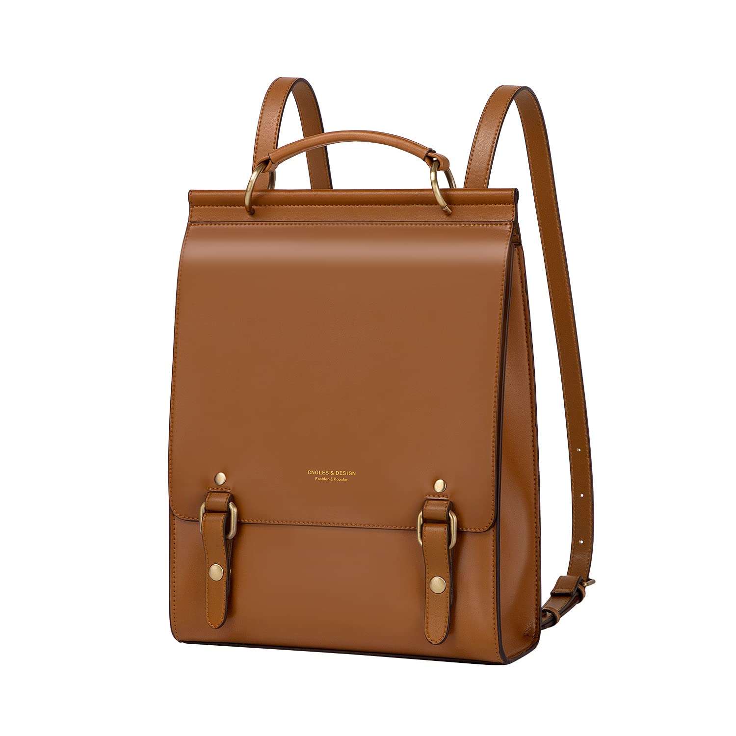 Vintage Leather Backpack for Women - Fashion Travel & College Bag (Orange)