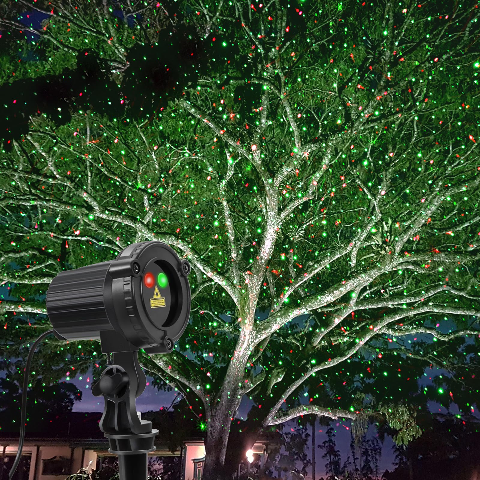 Outdoor Laser Christmas Projector Lights - Waterproof IP65 Red & Green Star Projection for Holiday Decorations | Perfect for Garden, Yard, Party & Christmas Tree Lighting