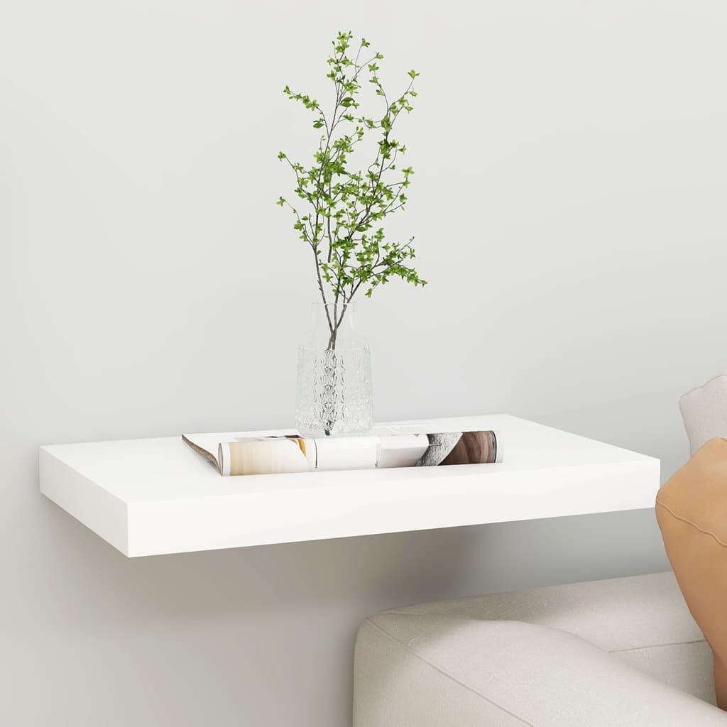 Floating Wall Shelf Set - 19.7x9.1 Inches White Oak MDF Wall Mounted Storage Shelves with Brackets for Living Room, Bedroom, Kitchen & Bathroom - Perfect for Displaying Decor, Books and Organizing Small Items