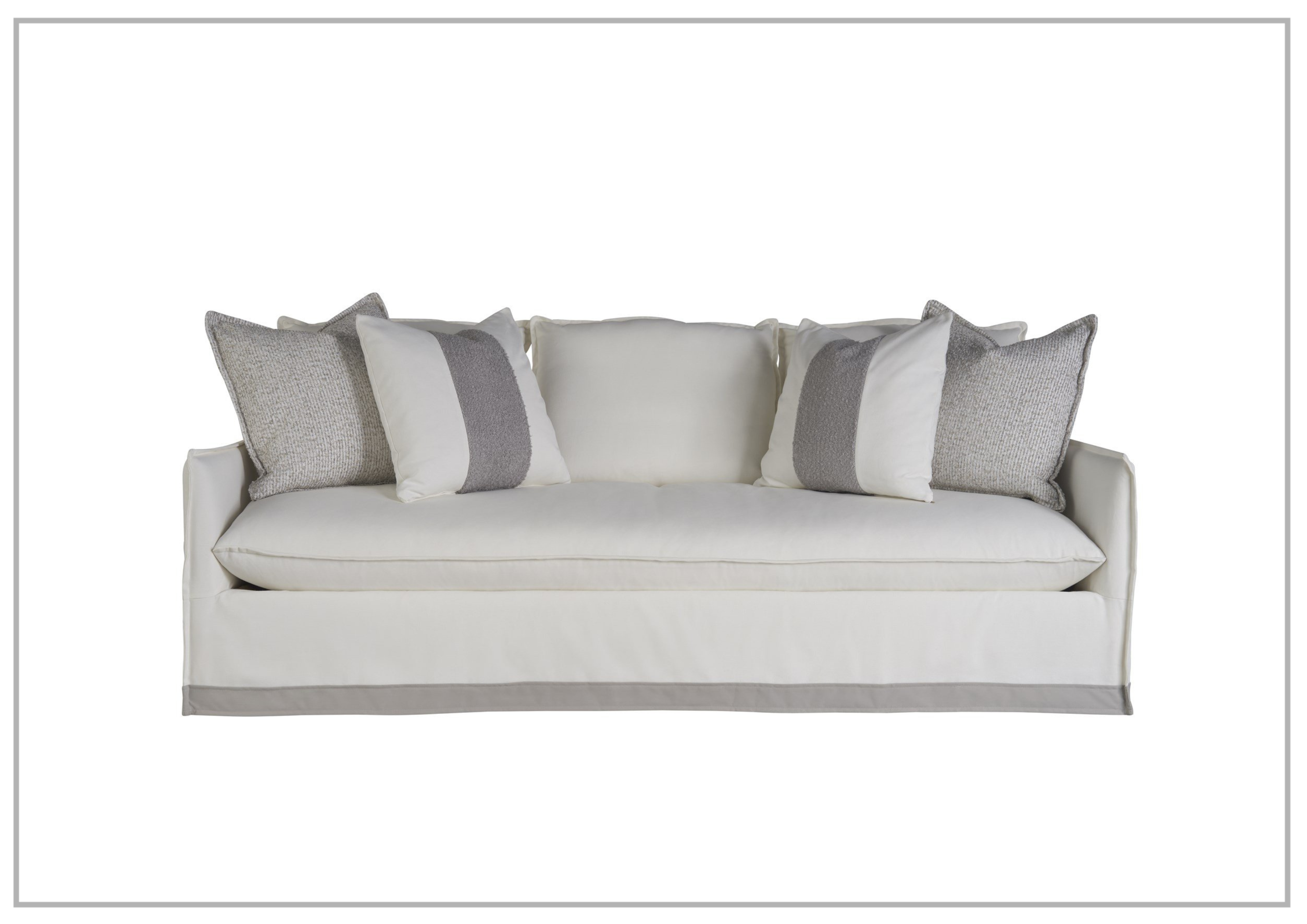 Universal White Fabric Sofa with Pillows - Siesta Key Stationary Couch for Living Room, Lounge & Home Decor