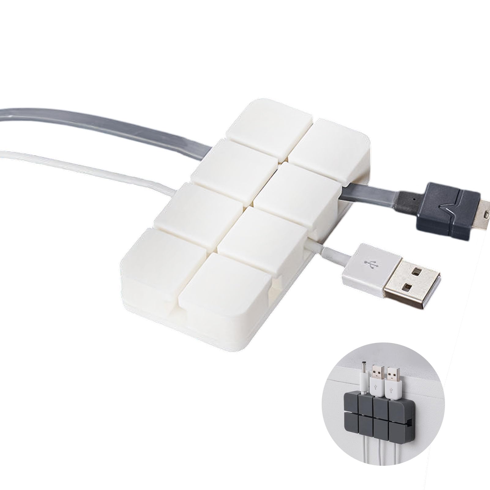 8 Pack Cord Holder with Adhesive - Cable Management Organizer for Charging Cables | Sticks to Wood, Marble, Metal & Glass | Perfect for Nightstand, Desk & Office Organization | Keep Wires Tidy at Home or Workplace