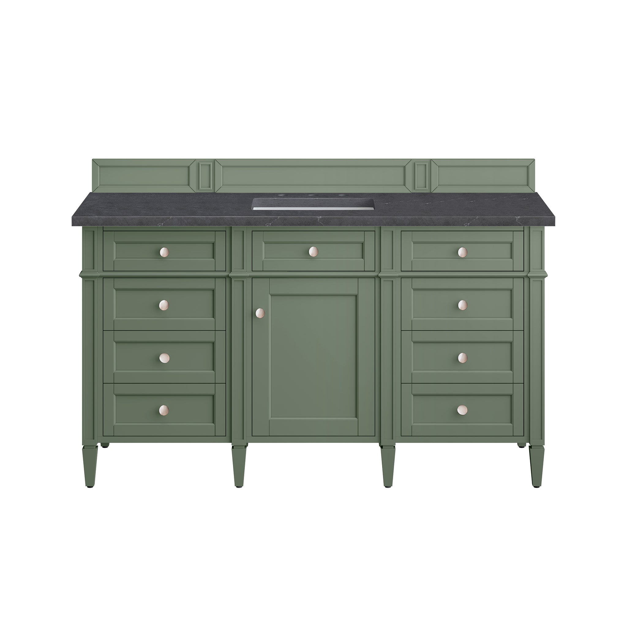Brittany 60-Inch Single Bathroom Vanity in Smokey Celadon with 3CM Charcoal Soapstone Countertop - Perfect for Modern Master Bathrooms and Powder Rooms