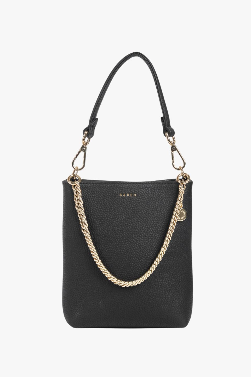 Luxury Coco Black Leather Bucket Bag with Gold Chain Strap - Fashionable Women's Shoulder Bag for Work, Travel & Evening Out