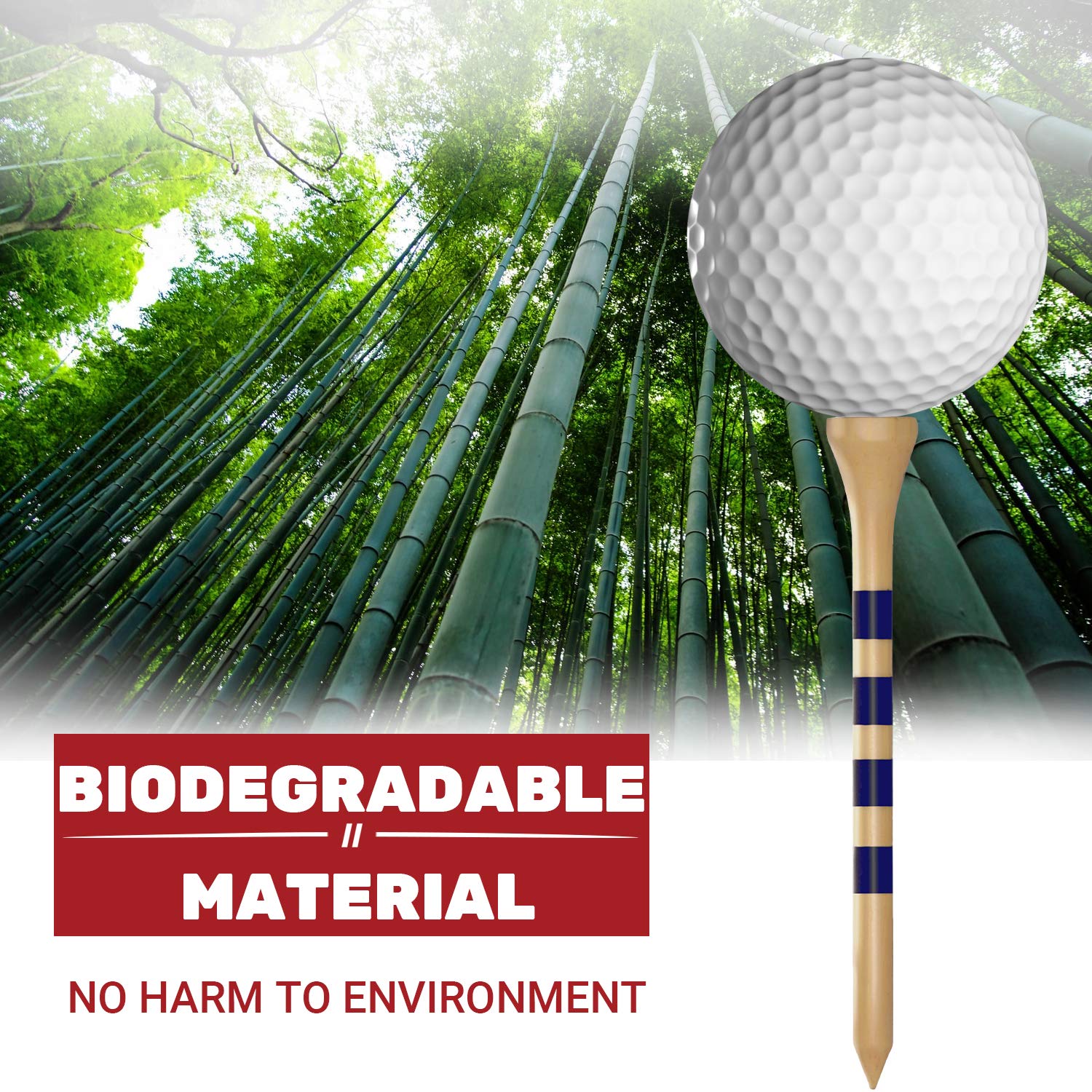 Premium Bamboo Golf Tees Set - 4 Sizes (1.5