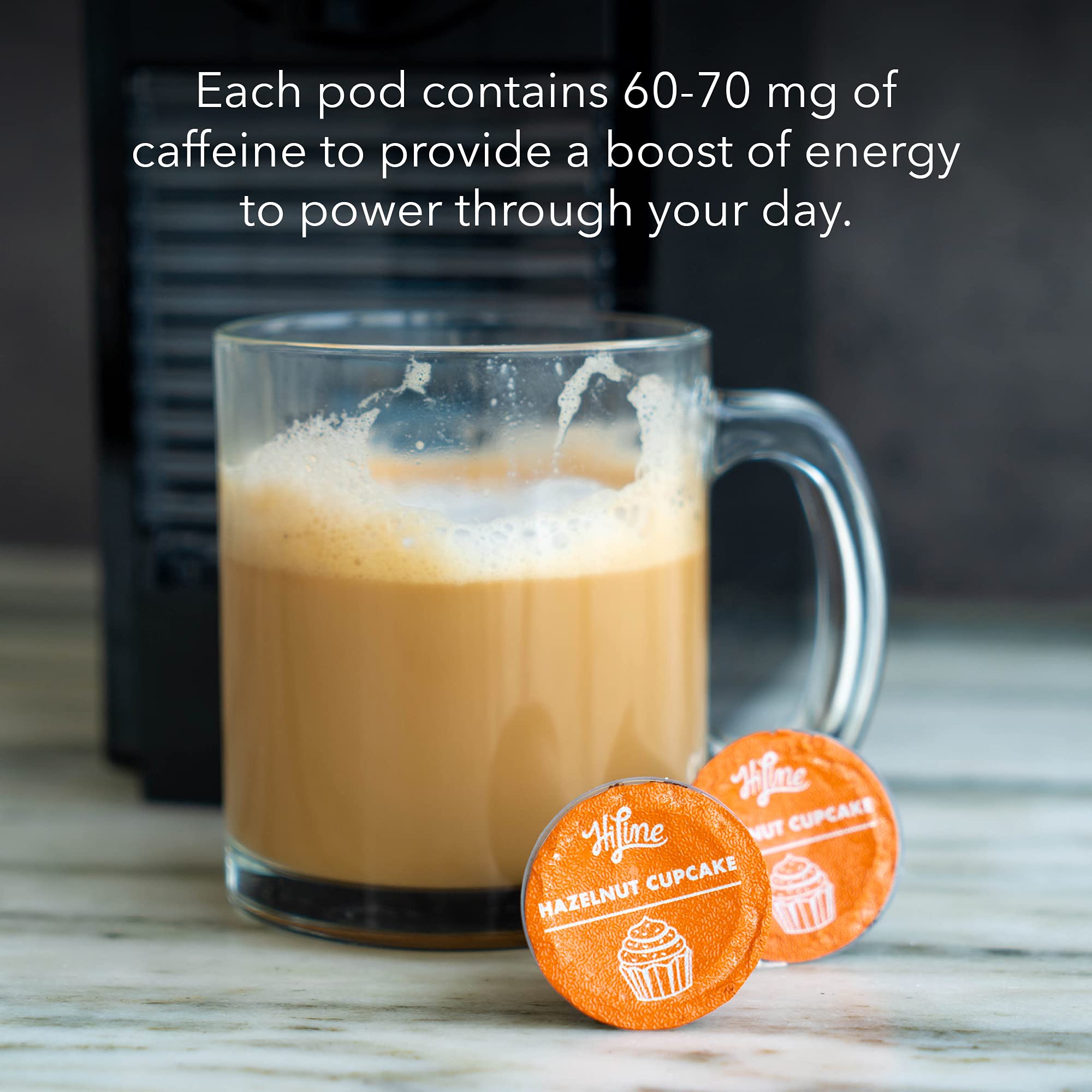 HiLine Coffee Hazelnut Cupcake Flavored Espresso Pods - 20 Count, Single Cup Capsules Compatible with Nespresso Original Brewers - Perfect for Home, Office & Gifts