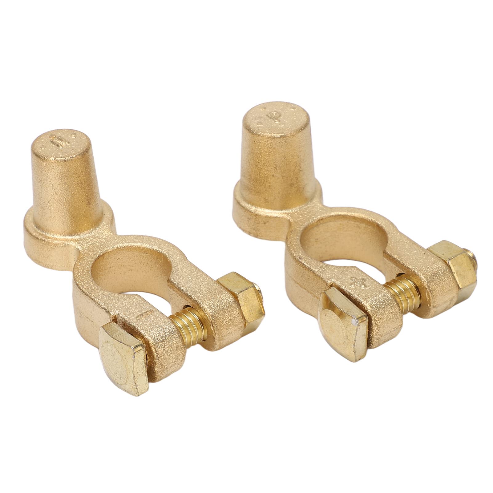 Premium Brass Car Battery Terminals - SAE/JIS Compatible Positive & Negative Clamps for Auto Maintenance
