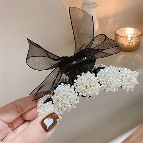 Elegant Vintage Pearl Bow Hair Clip for Women & Girls - Wedding Hair Accessories, Fashion Hairpin Jewelry (Small) - Perfect for Bridal, Prom, and Special Occasions