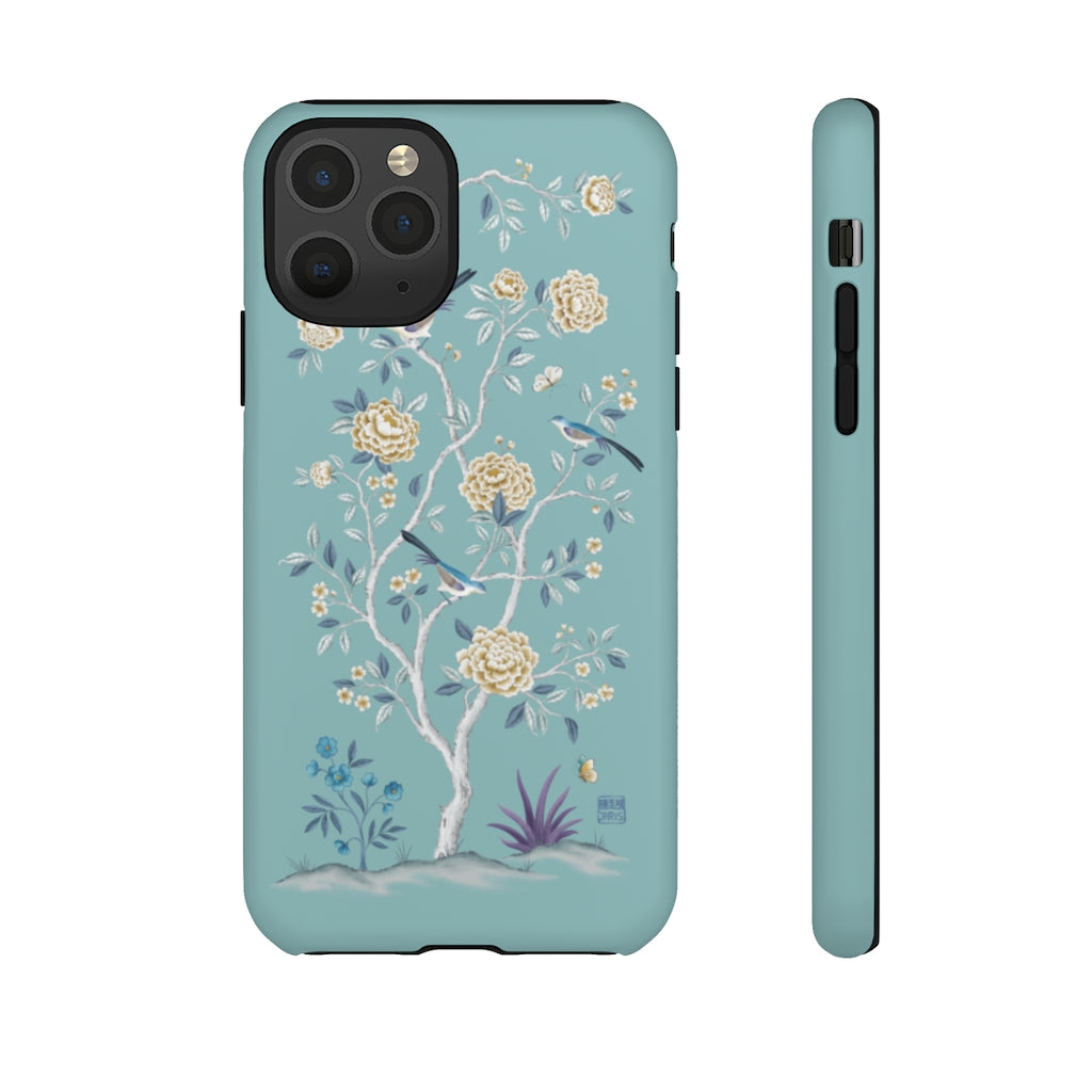 Stylish Teal Peony Tree Phone Case - Durable Protective Cover for iPhone & Samsung | Perfect for Everyday Use, Travel & Gifts