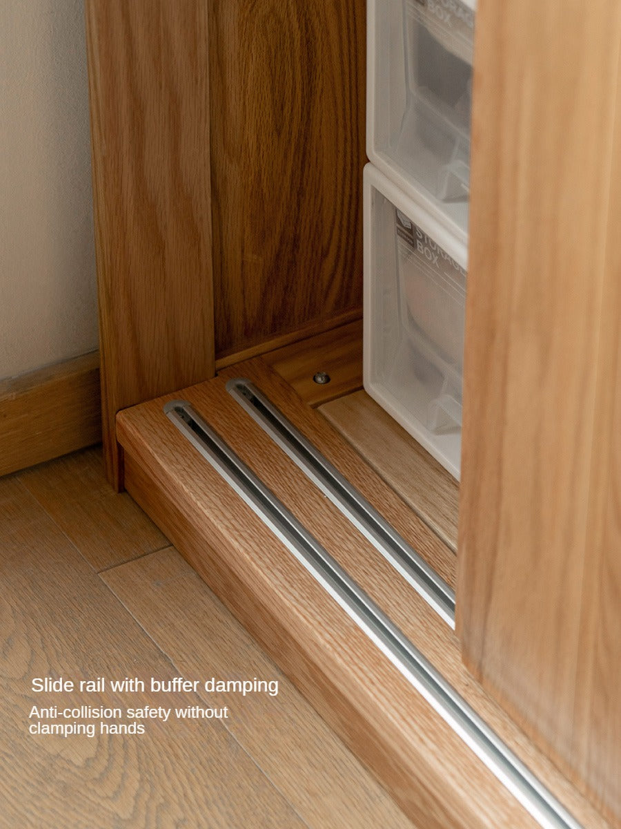 Solid Oak Wood Sliding Door Wardrobe Closet - Modern Storage Solution for Bedroom, Living Room & Office Organization