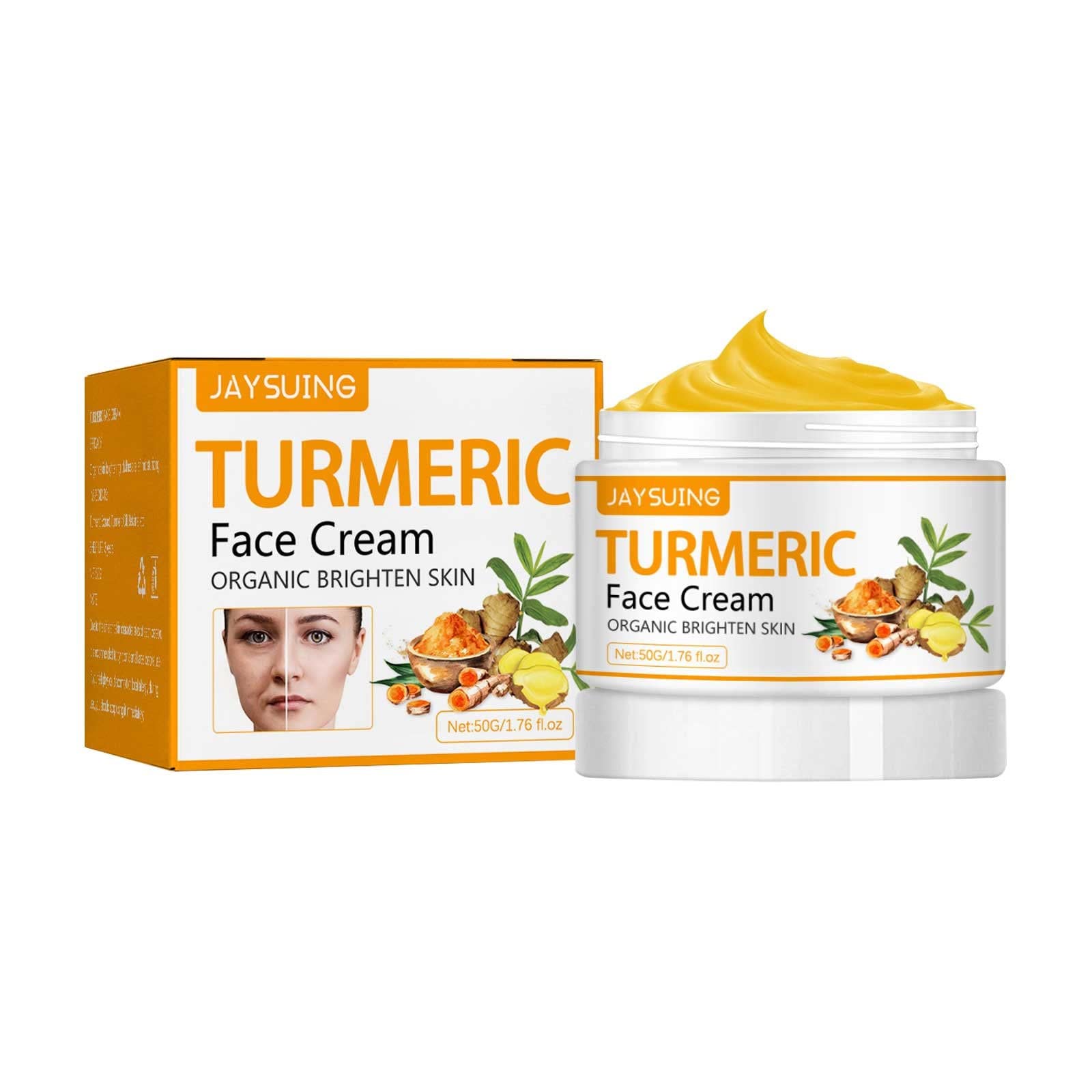 SINGOVE Turmeric Firming Skin Cream - Anti-Aging & Wrinkle Reducing Face Moisturizer for Women (50g, White) | Hydrates Dry Skin & Tightens Fine Lines - Perfect for Daily Skincare Routine & Post-Shower Moisturizing