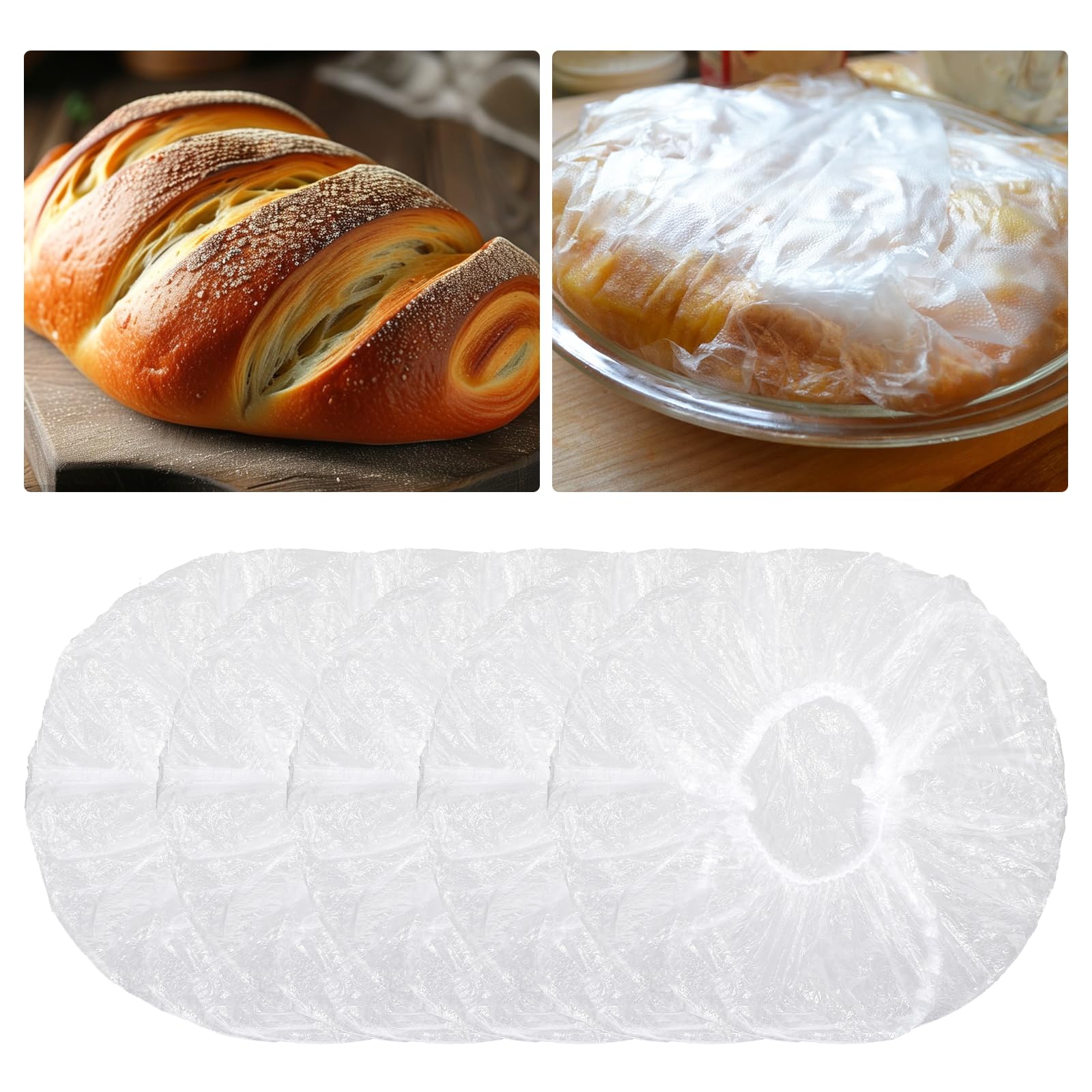 100PCS Reusable Elastic Plastic Bowl Covers for Bread Proofing & Food Storage - Stretchable Dough Covers, Shower Caps for Sourdough Containers - Perfect for Baking, Meal Prep & Kitchen Organization