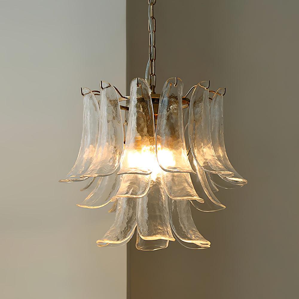 Exquisite Murano Glass Leaf Chandelier - Handcrafted Venetian Crystal Pendant Light Fixture for Dining Room, Living Room & Bedroom Decor