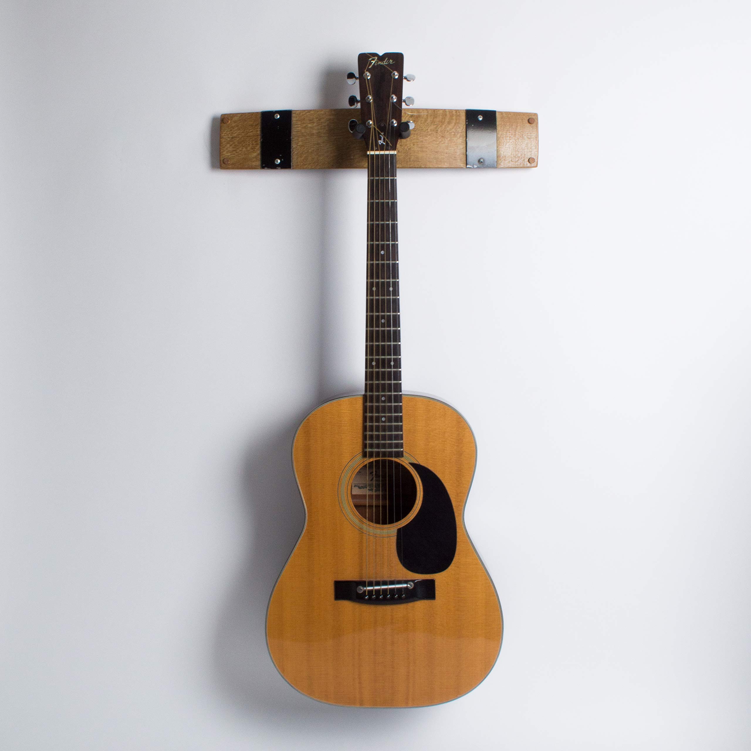 Authentic Wine Barrel Guitar Rack with Black Leather Bands - Perfect for Home, Studio & Bar Decor