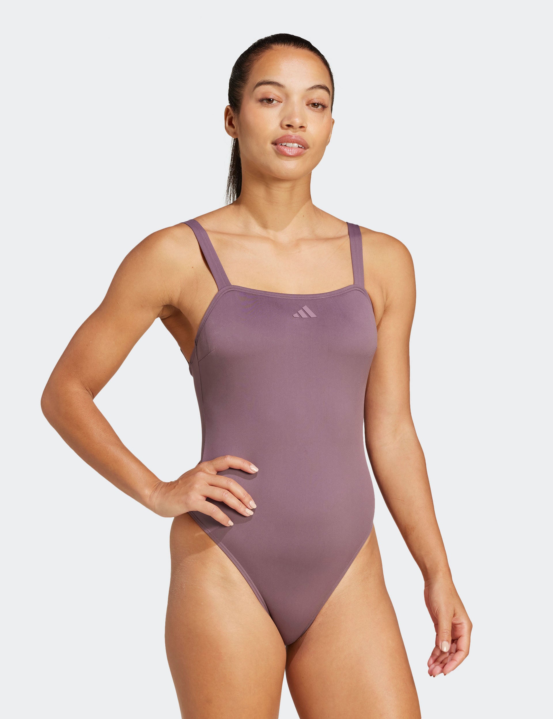 Iconisea Padded U Back Swimsuit - Shadow Fig/White - Comfortable & Supportive One Piece Bathing Suit for Women - Perfect for Beach, Pool & Summer Vacations