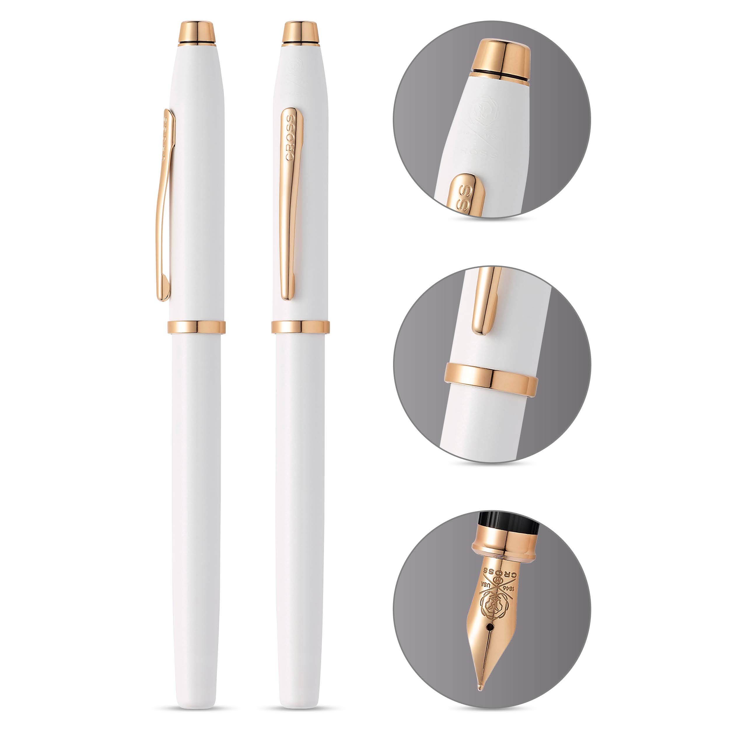 Cross Century II Refillable Fountain Pen with Fine Nib - Premium Pearlescent White Lacquer Finish | Luxury Gift Box Included | Perfect for Business Signatures, Journaling & Calligraphy