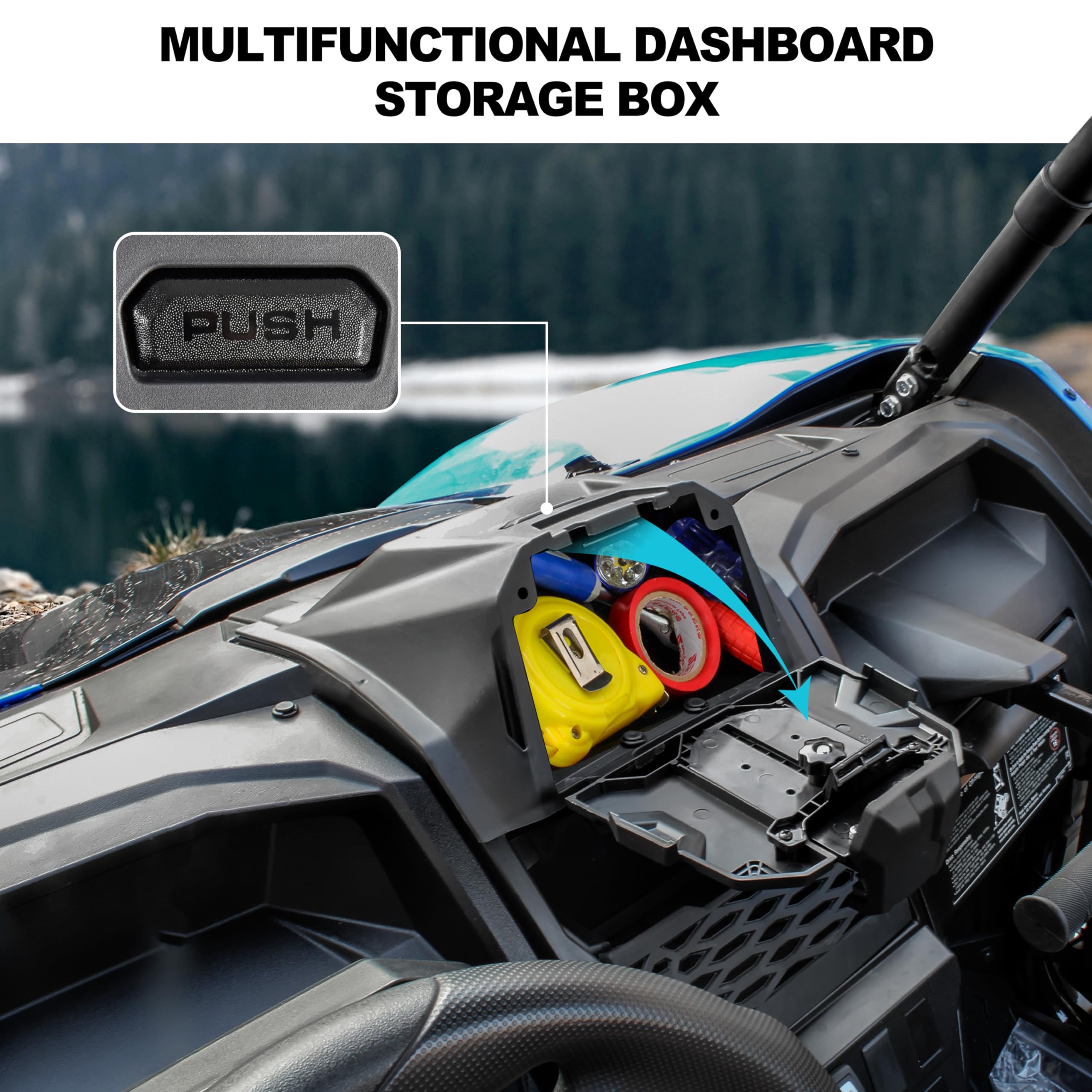 Universal Tablet Holder & GPS Mount with Storage Tray for Kawasaki Teryx KRX 1000 (2020-2025) | Durable Electronic Device Organizer for iPad, Phone & Accessories | Perfect for Off-Road Adventures & Dash Organization