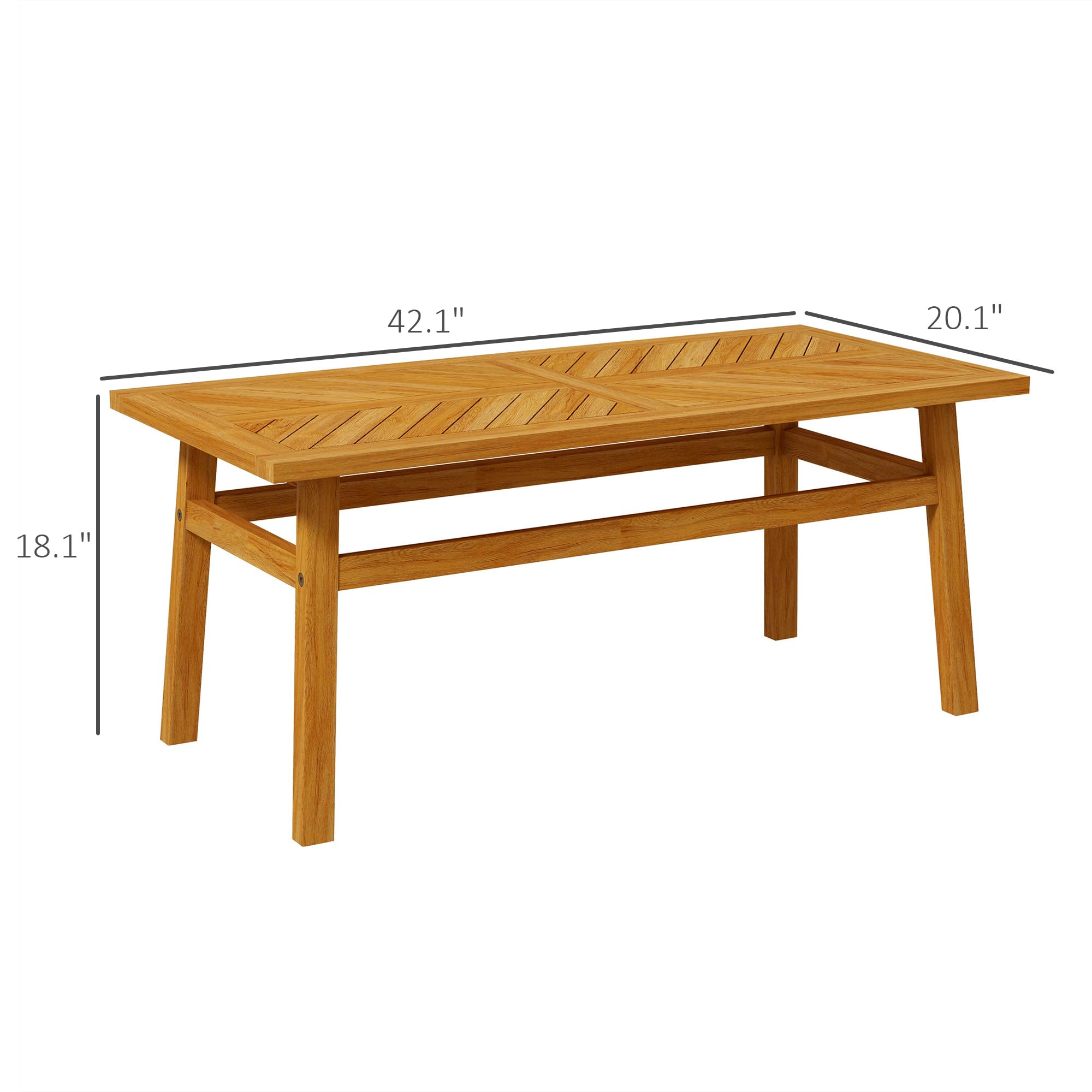 Outsunny Rustic Acacia Wood Outdoor Coffee Table - Weather-Resistant Patio Side Table for Garden, Backyard, Balcony & Deck - Perfect for Outdoor Entertaining & Relaxation
