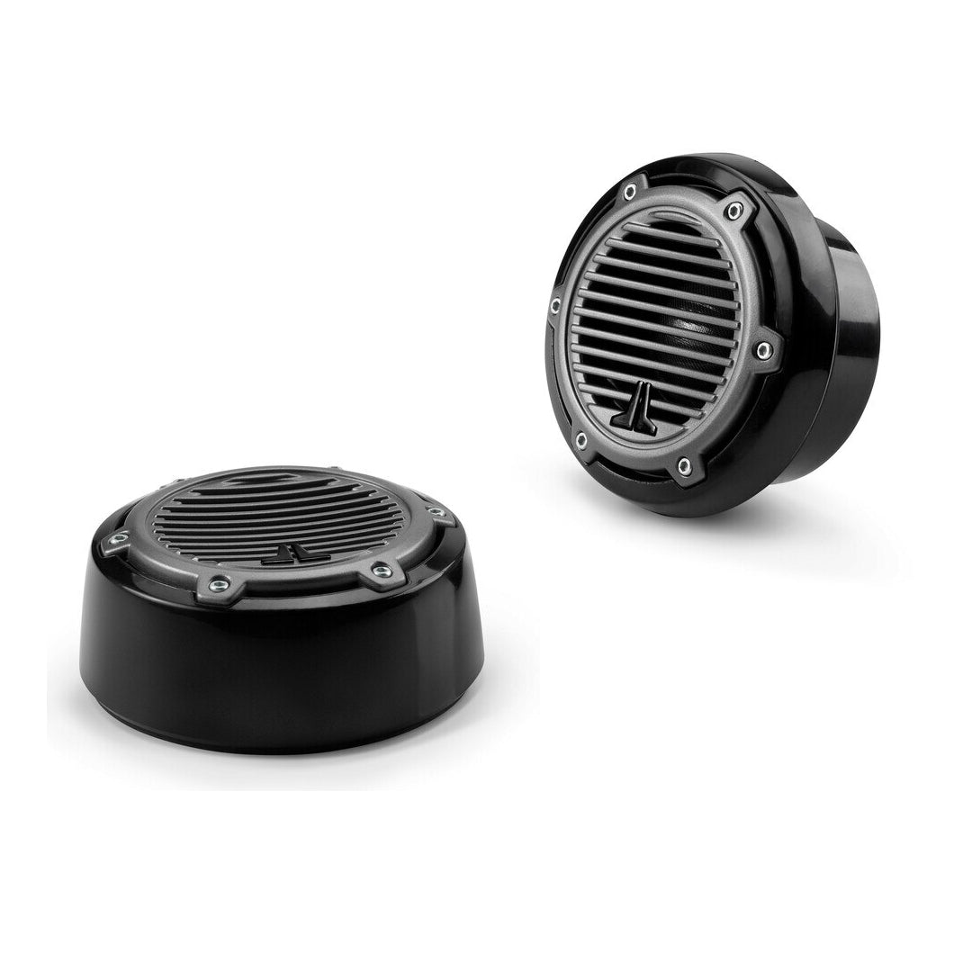 JL Audio M100 CT CG TB Marine 1 Component Tweeters (Pair) - 100W RMS, Black/Titanium Classic Grilles - Waterproof Boat Audio Speakers for Marine & Outdoor Use