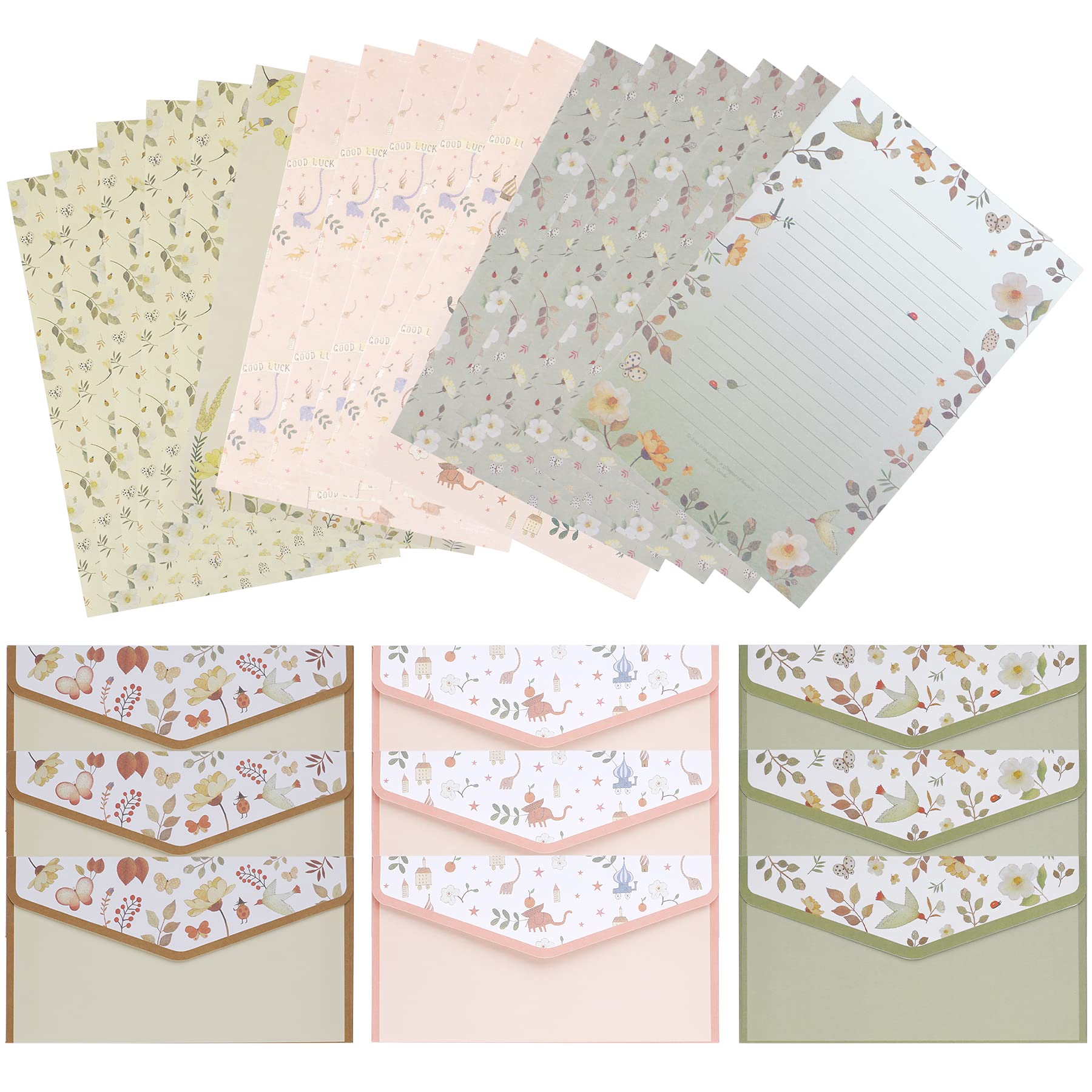 27-Piece Vintage Floral Stationery Set - 18 Writing Papers & 9 Envelopes for Letter Writing, Journaling & Gift Giving - Cute Aesthetic Office & Home Stationery Supplies