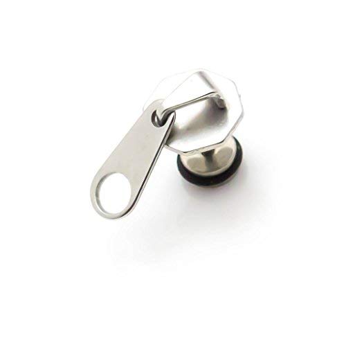 Xusamss Punk Body Piercing Stainless Steel Zipper Stud Earrings for Men & Women - Gothic Fashion Jewelry for Concerts, Parties & Alternative Style