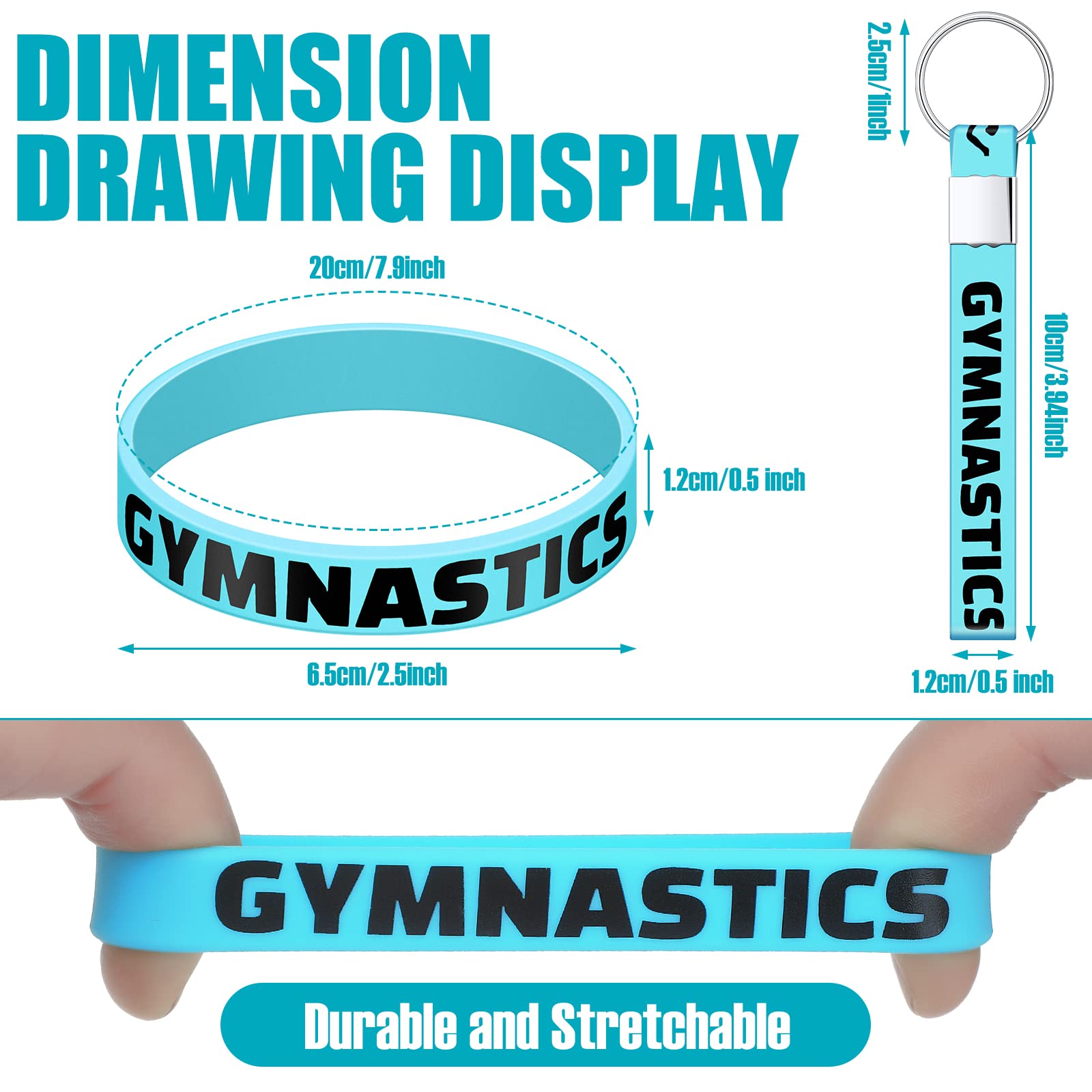 32 Pcs Gymnastics Gift Set - Drawstring Backpack, Rubber Bracelets, Charm Keychain - Perfect for Gym, Yoga, Sports & Party Favors - Great for Women & Men Athletes