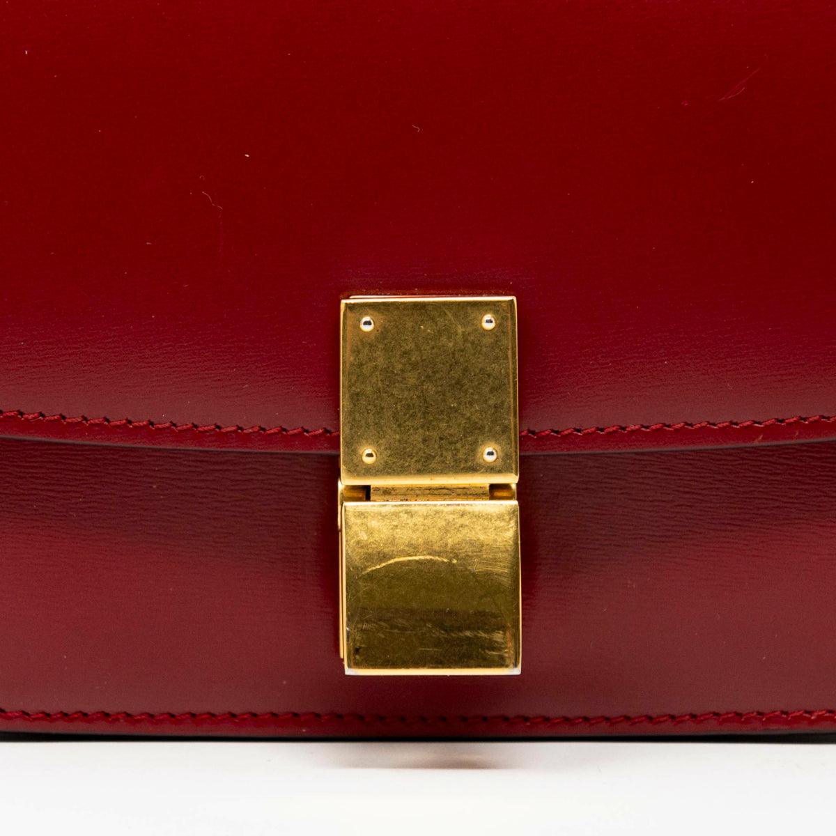 Celine Dark Red Small Box Bag - Premium Leather Crossbody Handbag for Women | Perfect for Work, Travel & Evening Events