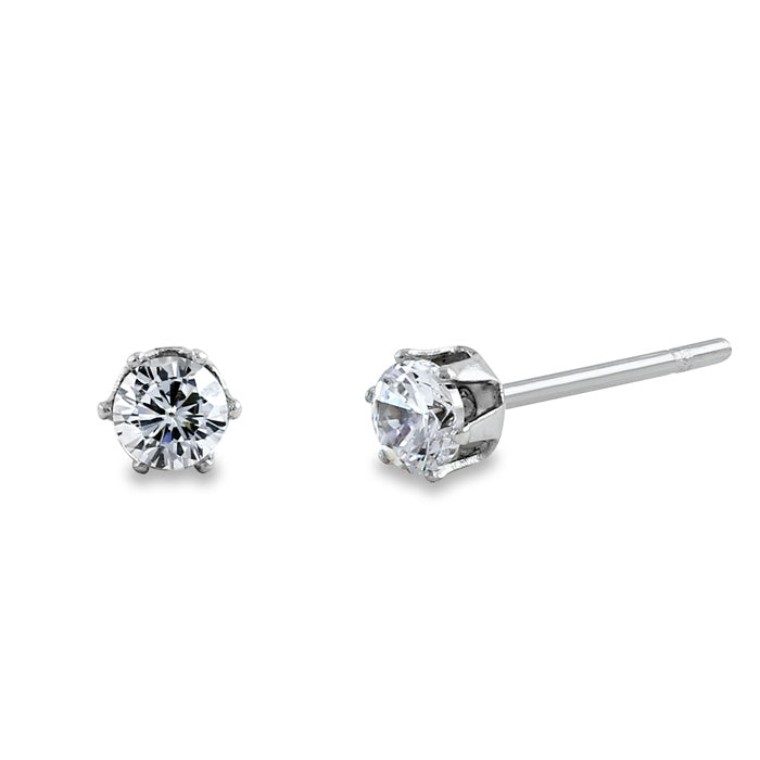 4mm Round CZ Stud Earrings in Stainless Steel - Hypoallergenic Jewelry for Everyday Wear & Special Occasions