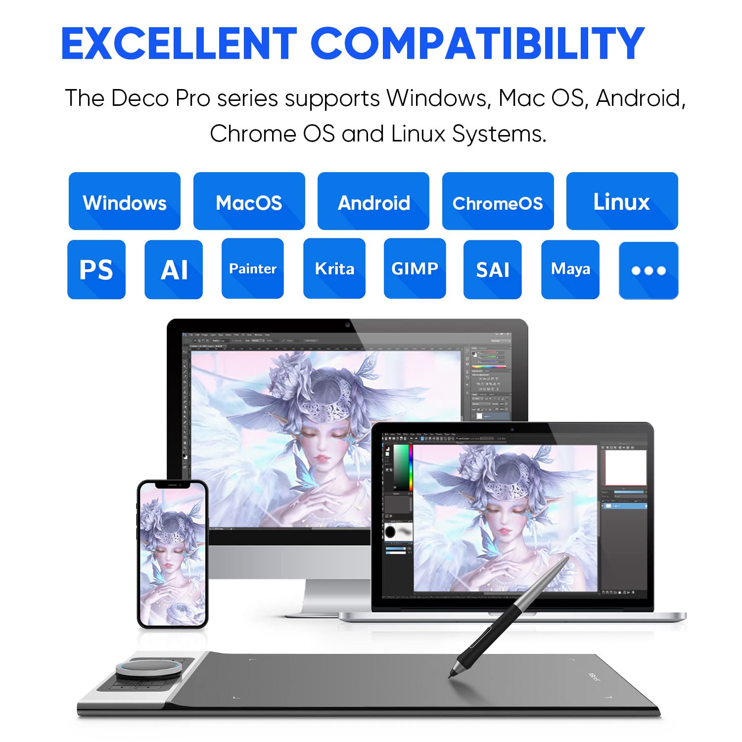XP-PEN Deco Pro Bluetooth Graphics Tablet - Wireless Drawing Tablet with Stylus for Digital Art, Design, and Online Teaching (Deco Pro MW) | Perfect for Artists, Designers, and Remote Learning Scenarios
