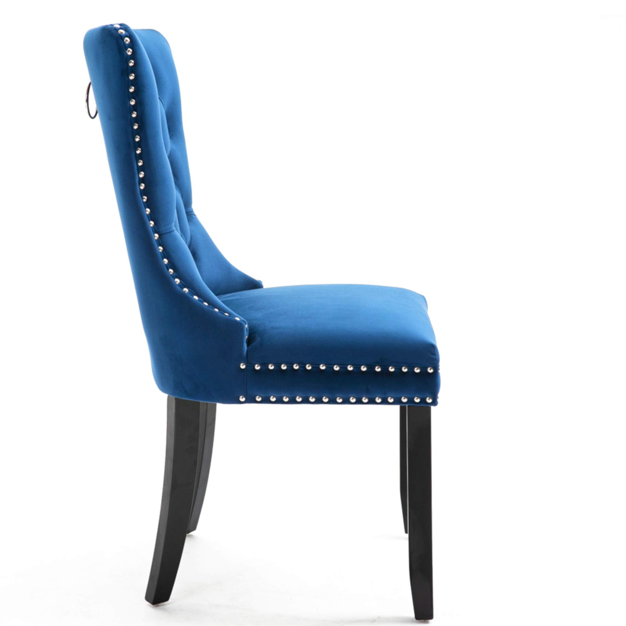 Luxury Velvet Dining Chairs Set of 2 - Elegant Tufted Upholstered Accent Chairs with Button Nailhead Trim, Armless Modern Side Chairs for Dining Room, Living Room, Bedroom (Sky Blue) - Perfect for Home Decor, Dinner Parties & Cozy Reading Nooks