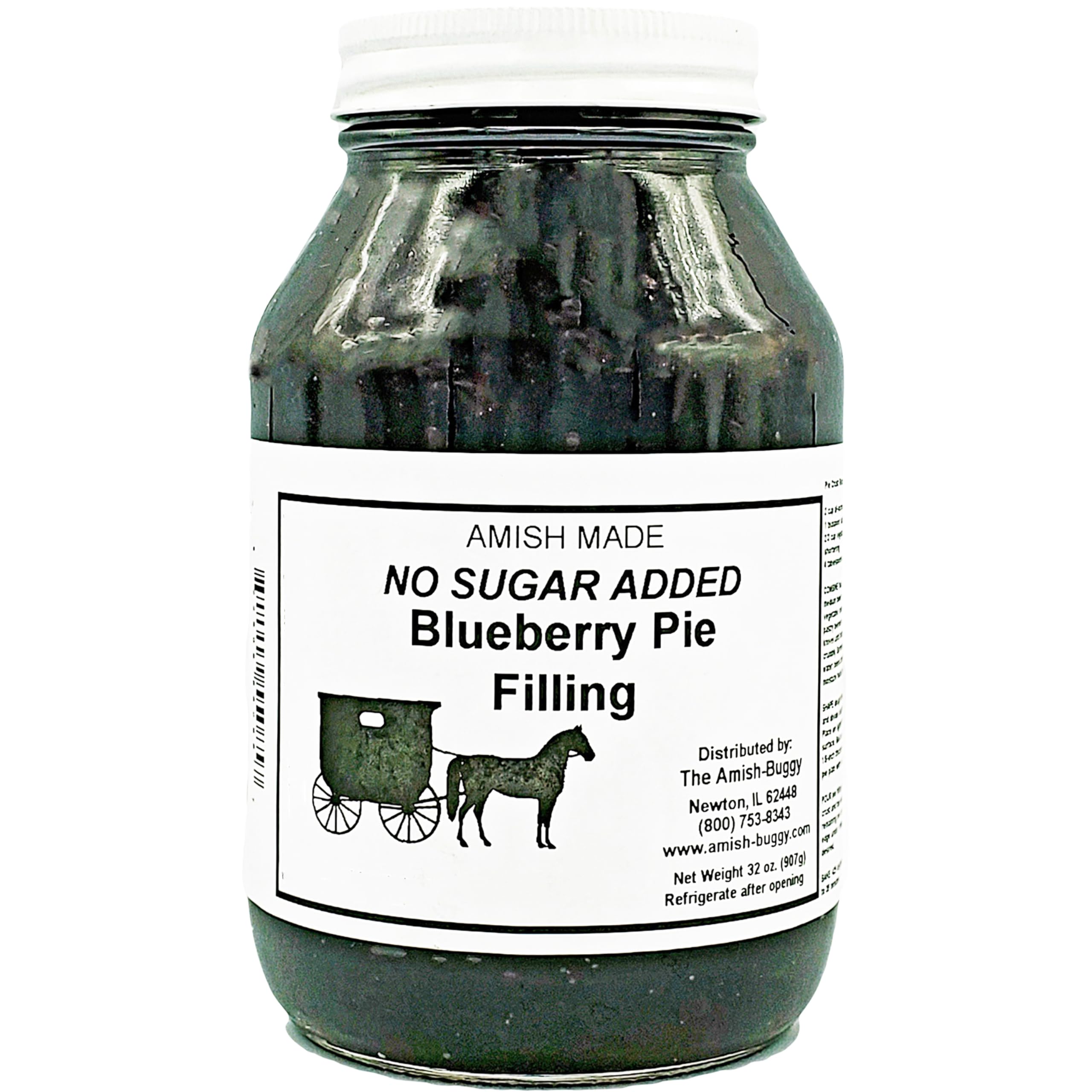 No Sugar Added Blueberry Pie Filling & Topping - 32 oz Ready-to-Use Jar for Baking, Desserts, and Breakfast Toppings | Gluten-Free & Preservative-Free