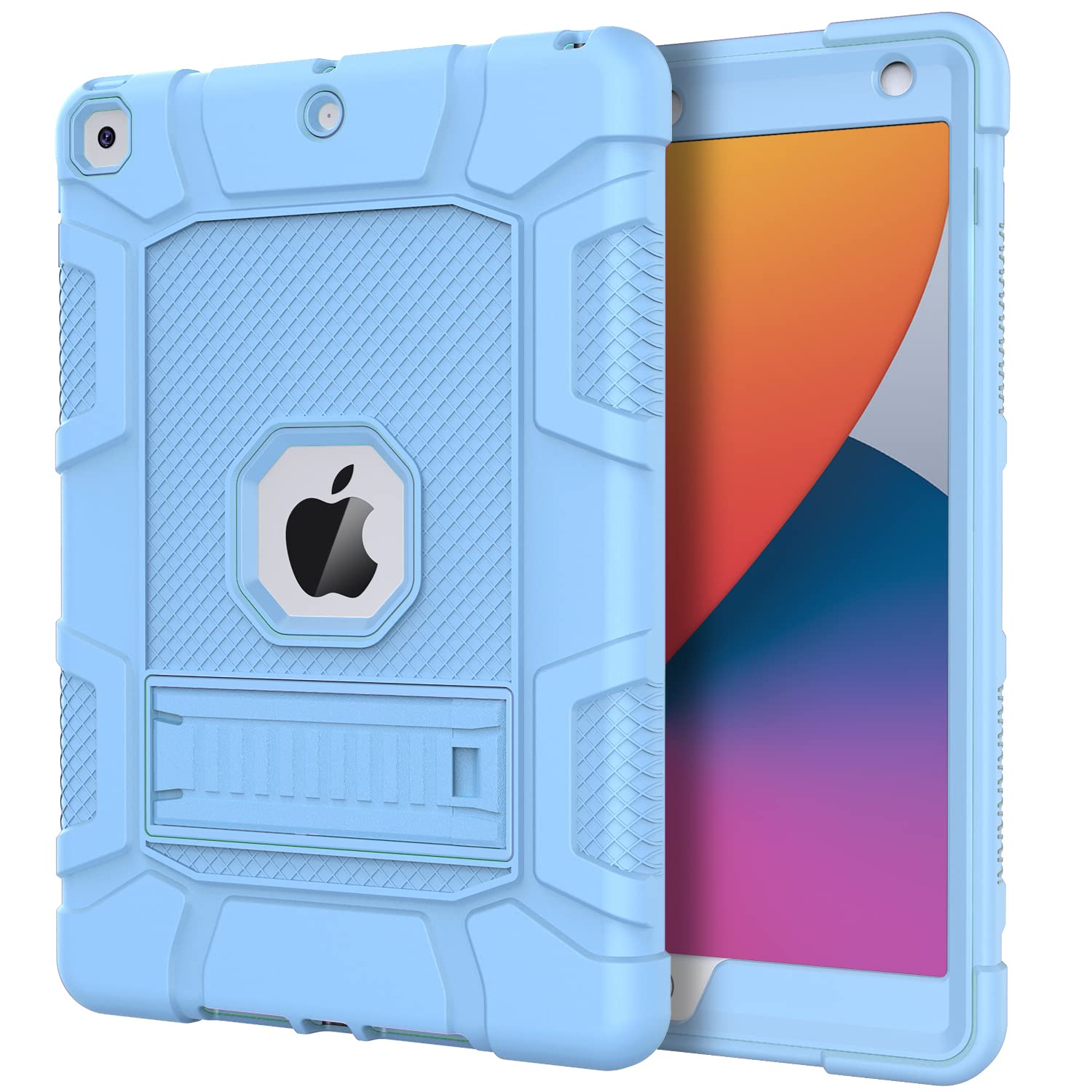 Shockproof Rugged Protective Case for iPad 10.2 Inch (9th/8th/7th Generation 2021/2020/2019 Model) - Slim Heavy Duty Cover with Anti-Slip Grip - Perfect for Work, Travel & Outdoor Activities - Sky Blue