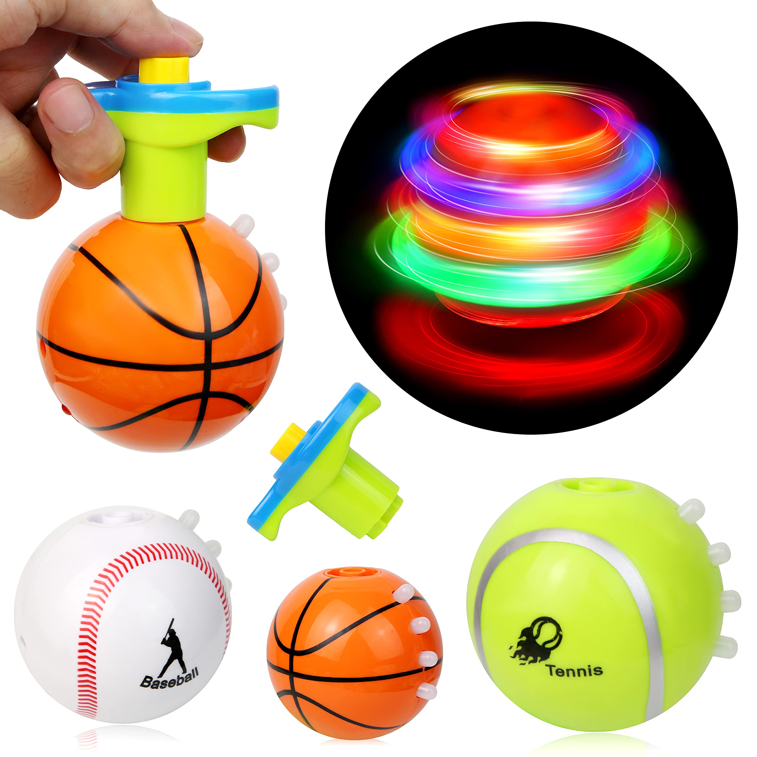 PROLOSO 12 Pack LED Spinning Top Toys with Lights & Music - Light Up Gyro Spinners for Kids, Fun Party Favors & Stress Relief Fidget Toys for Boys Girls (Great for Birthday Gifts, Classroom Rewards & Sensory Play)