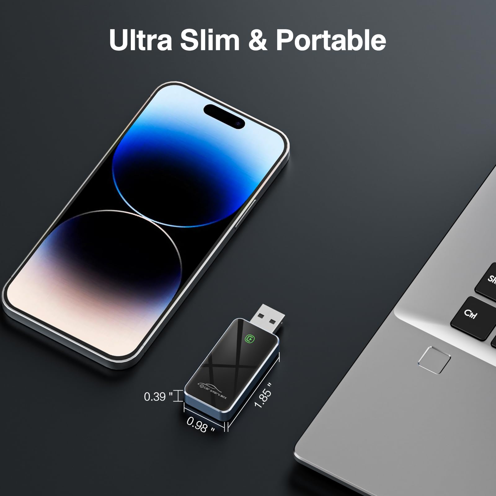 Wireless CarPlay Adapter for iPhone - 2025 Slim Edition | Plug & Play | Converts Wired to Wireless CarPlay | Compatible with iOS 10+ | Fast & Stable Connection | Perfect for Commuting, Road Trips & Daily Driving (Black)