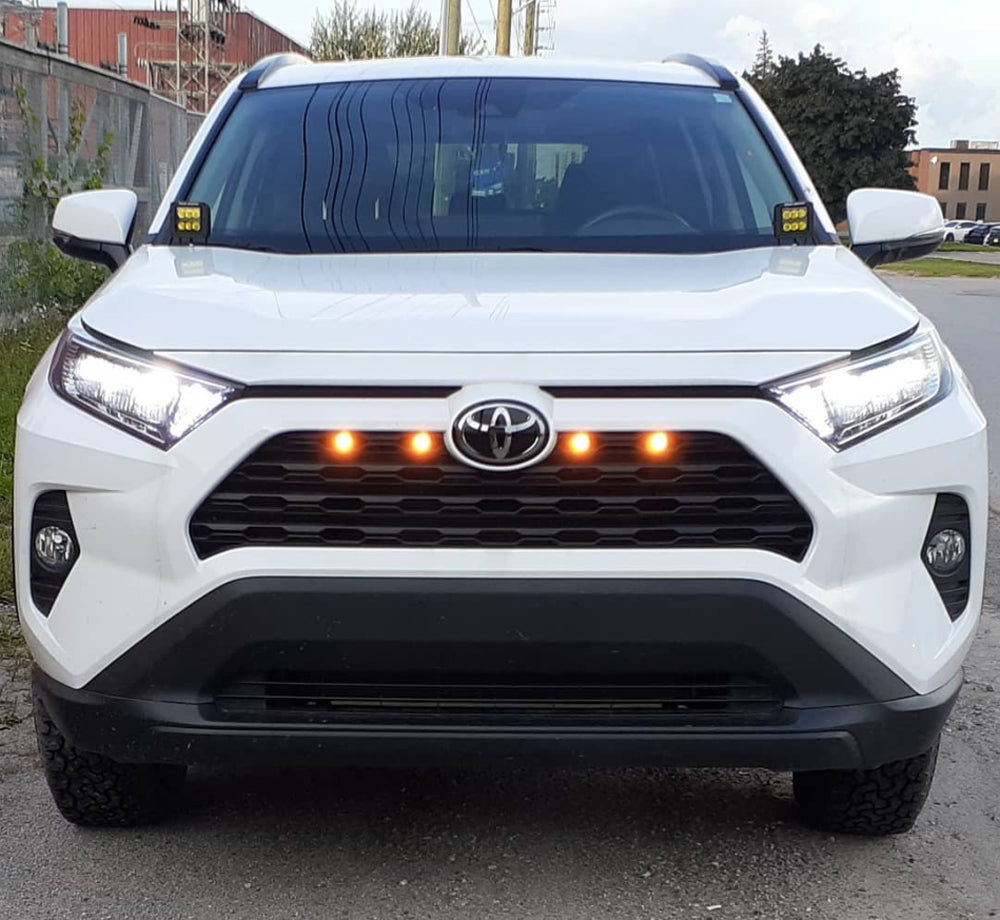 4pc Raptor Style Amber LED Grille Lighting Kit for 2019+ Toyota RAV4 - Off-Road Grill Lights with Durable Housing & Weatherproof Design - Perfect for Night Driving, Off-Road Adventures & Custom Car Styling
