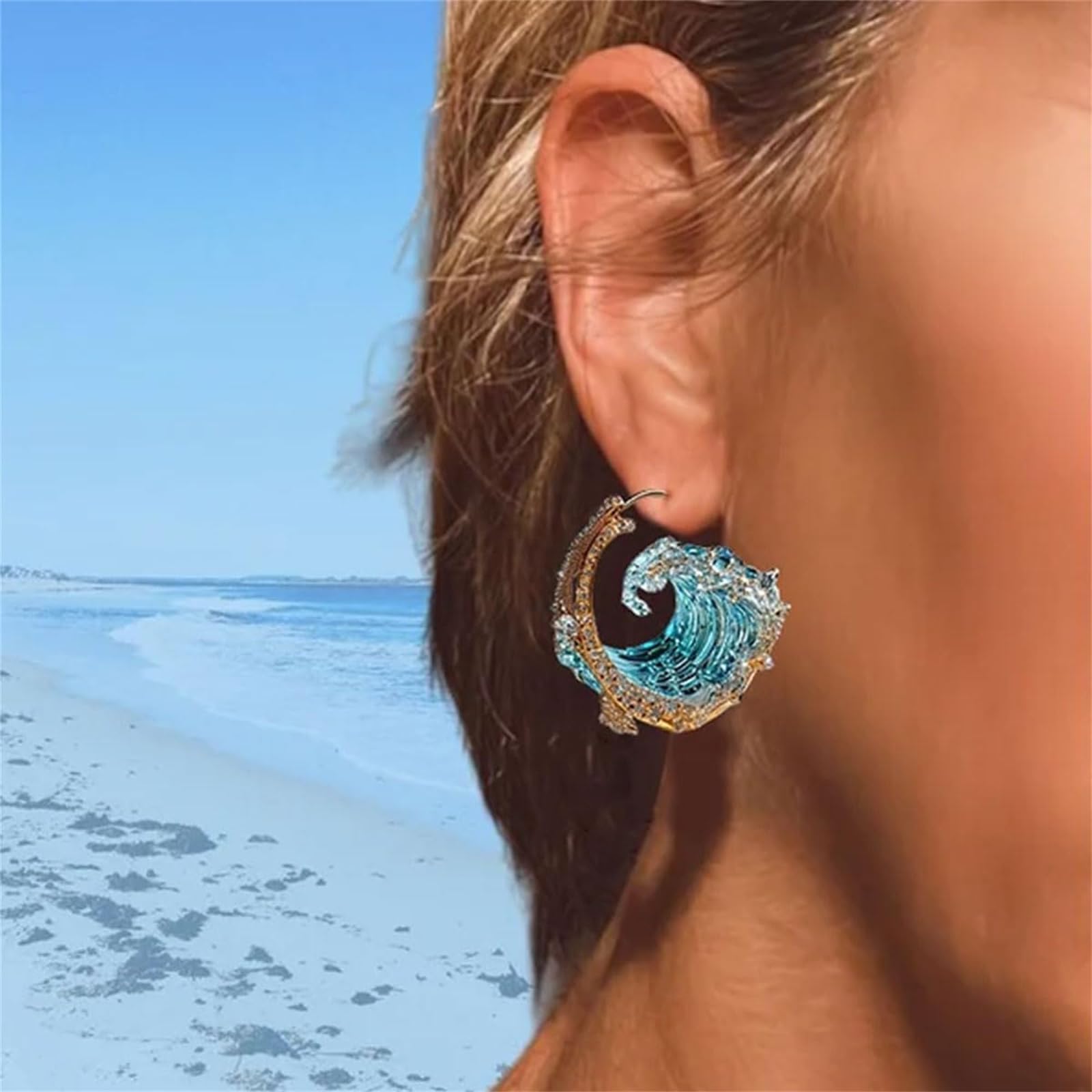 Ocean's Oath Jewelry Set - Boho Blue Ocean Wave Necklace & Earrings for Women | Stylish Summer Beach Jewelry Gift for Girls, Mom, Wife | Perfect for Vacations, Weddings, and Boho Fashion