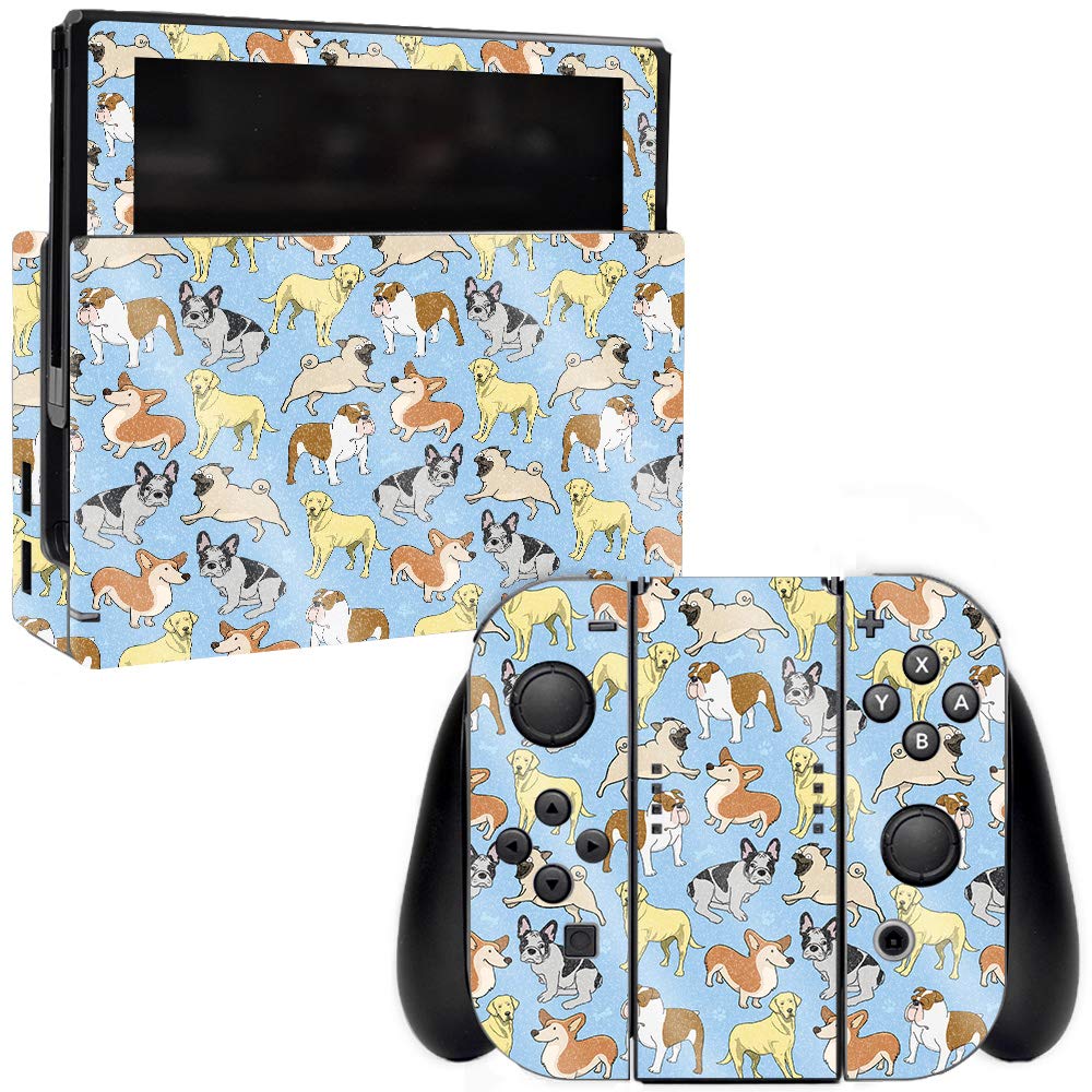 MightySkins Glossy Glitter Skin Cover for Nintendo Switch - Puppy Party Design | Protective & Durable High-Gloss Finish | Easy to Apply, Remove & Change Styles | Made in USA | Perfect for Gaming, Travel & Personalization (GL-NISWI-Puppy Party)
